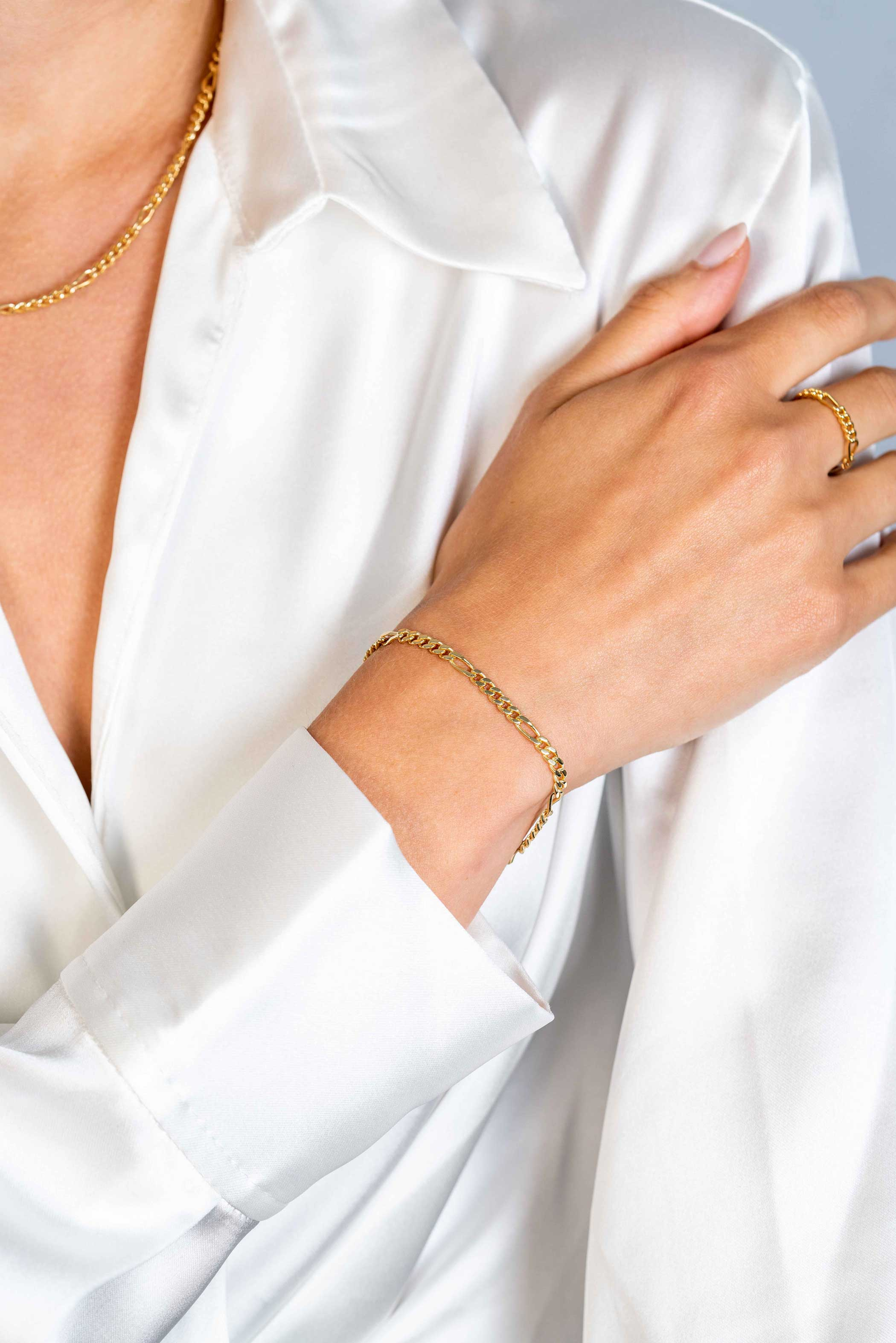 ZINZI zlv. armband gg. verg. figaro schakels 3.5mm