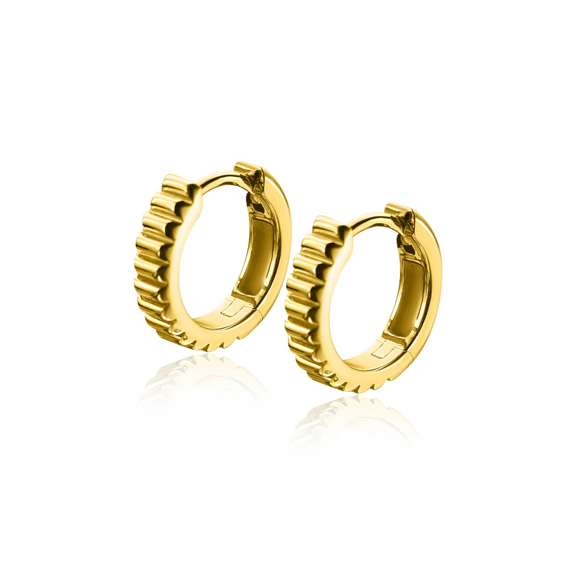 ZINZI silberne Luxus-Ohrringe extra 14K gelbgold gerippt 16mm ZIO2245