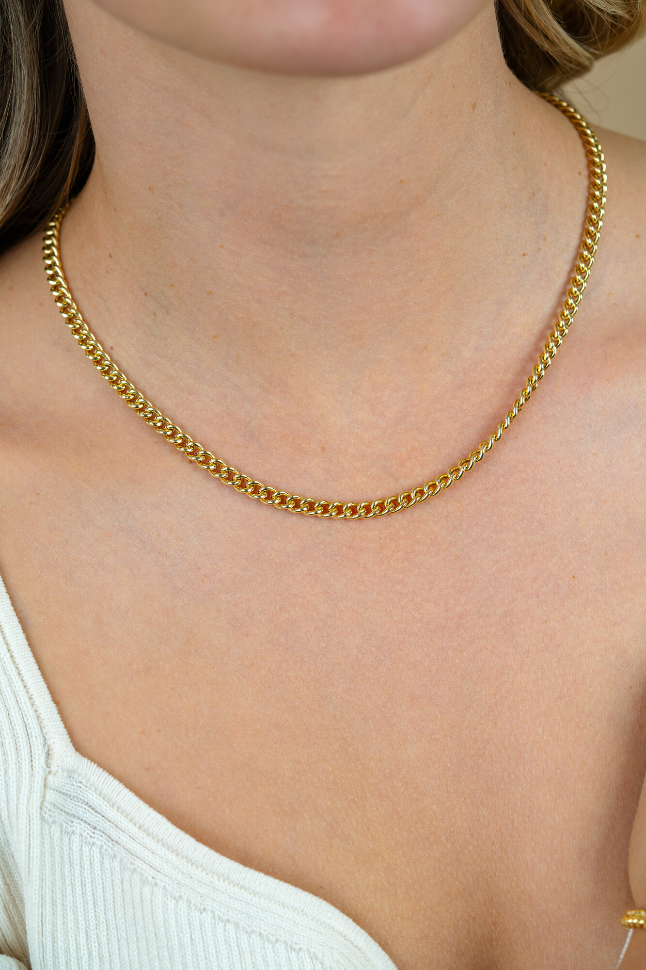 ZINZI Silber vergoldete Gourmet-Halskette 4,5mm breit 45cm ZIC1414G