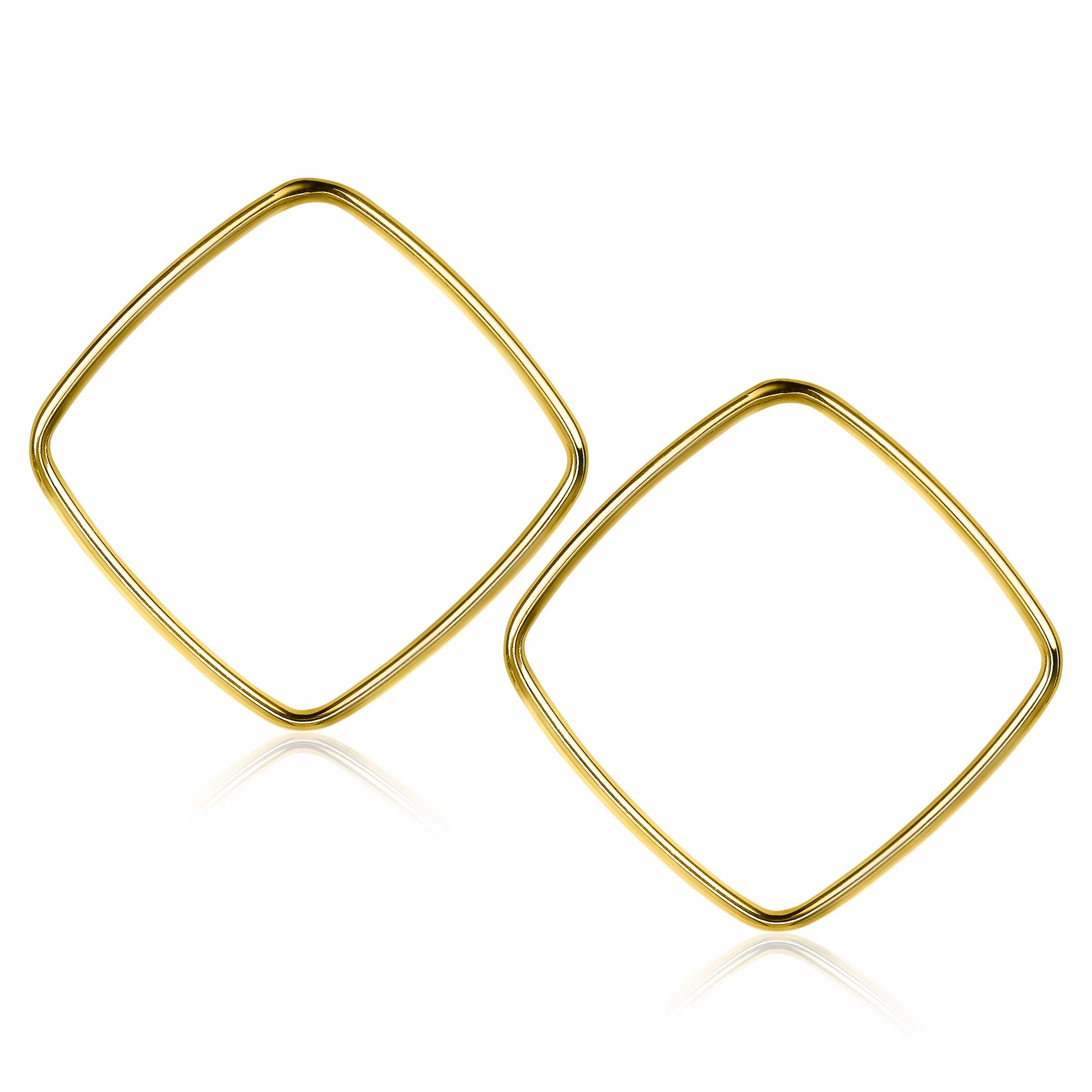ZINZI silberne trendy Ohrstecker 14K gelb vergoldet 44mm quadratisch offen ZIO2095G