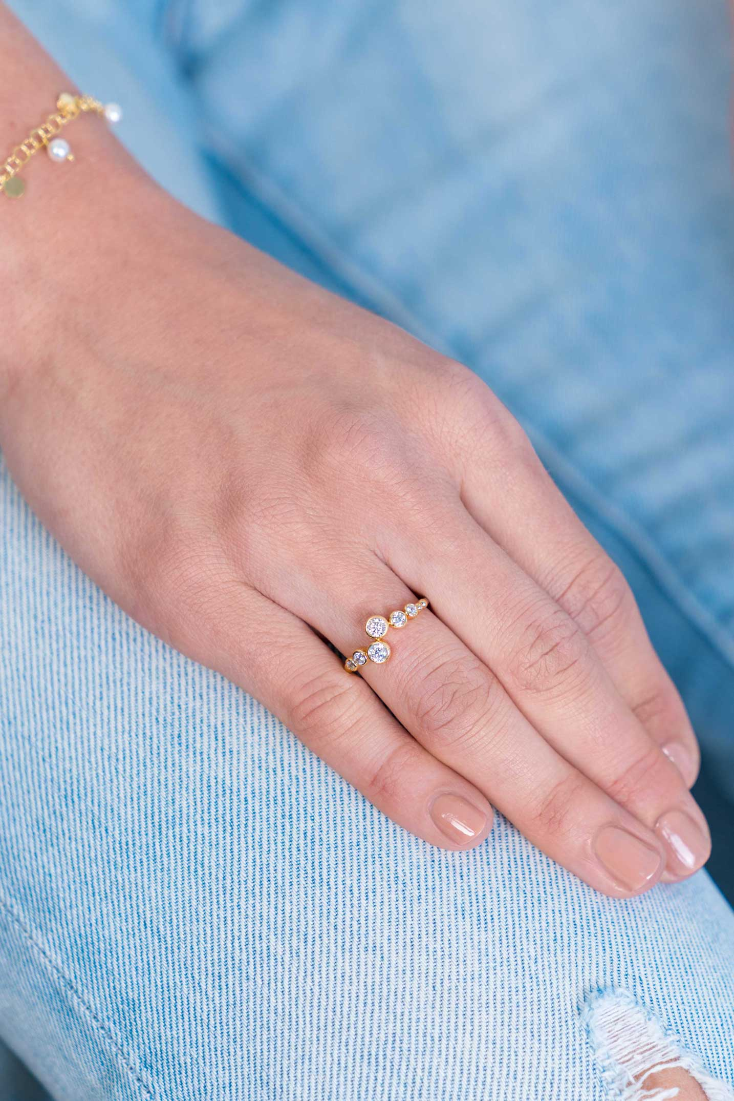 ZINZI silberner Ring gelb vergoldet rund weiß  ZIR2054Y