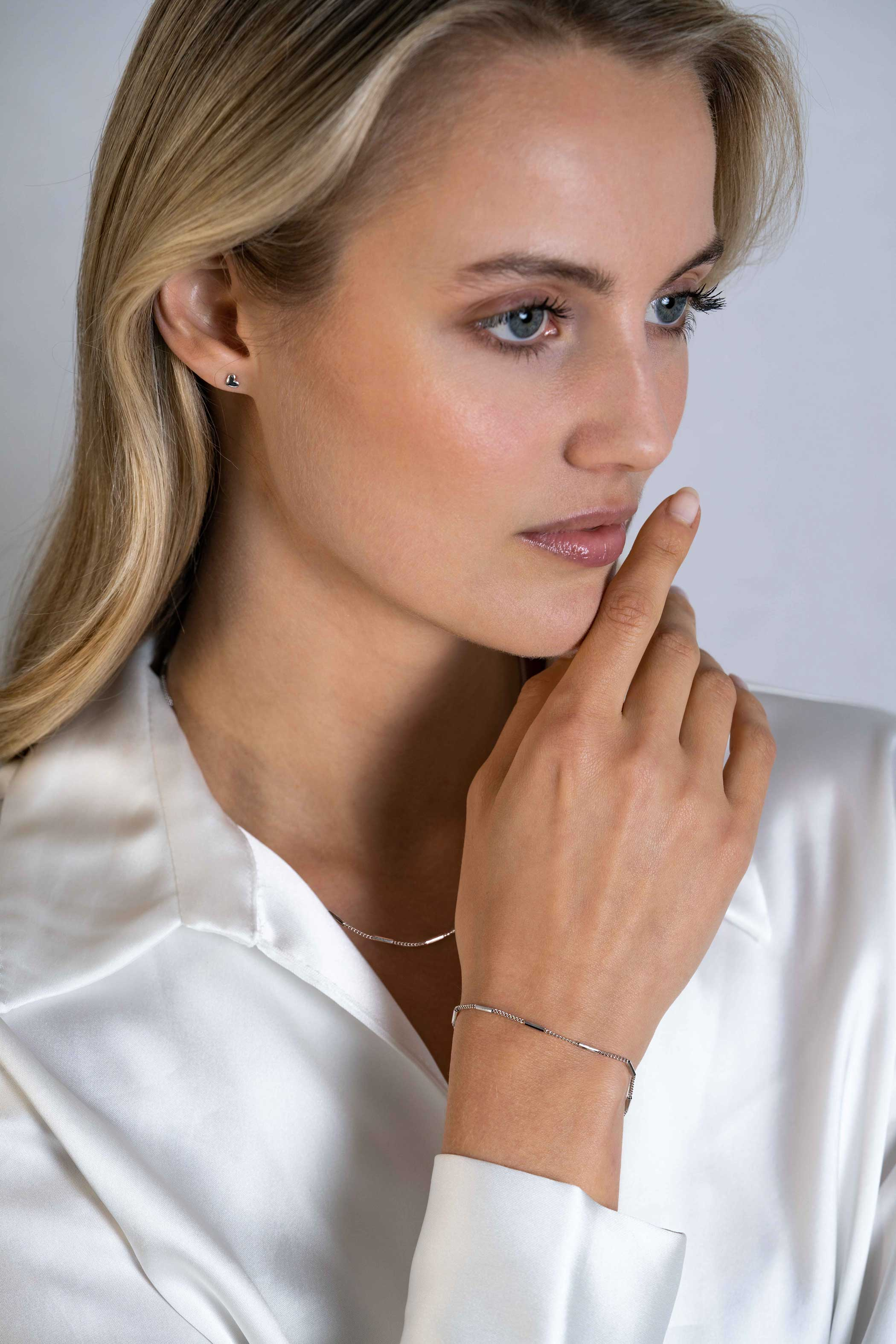 ZINZI zlv. armband gourmet met staafjes dun