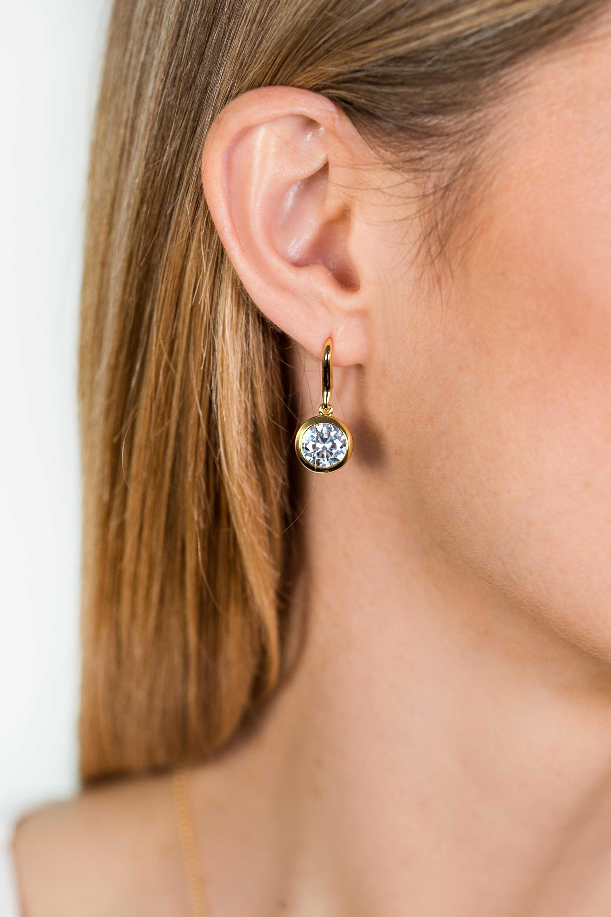 ZINZI silberne Ohrhänger gelbvergoldet  weiße Zirkonia 11mm ZIO2