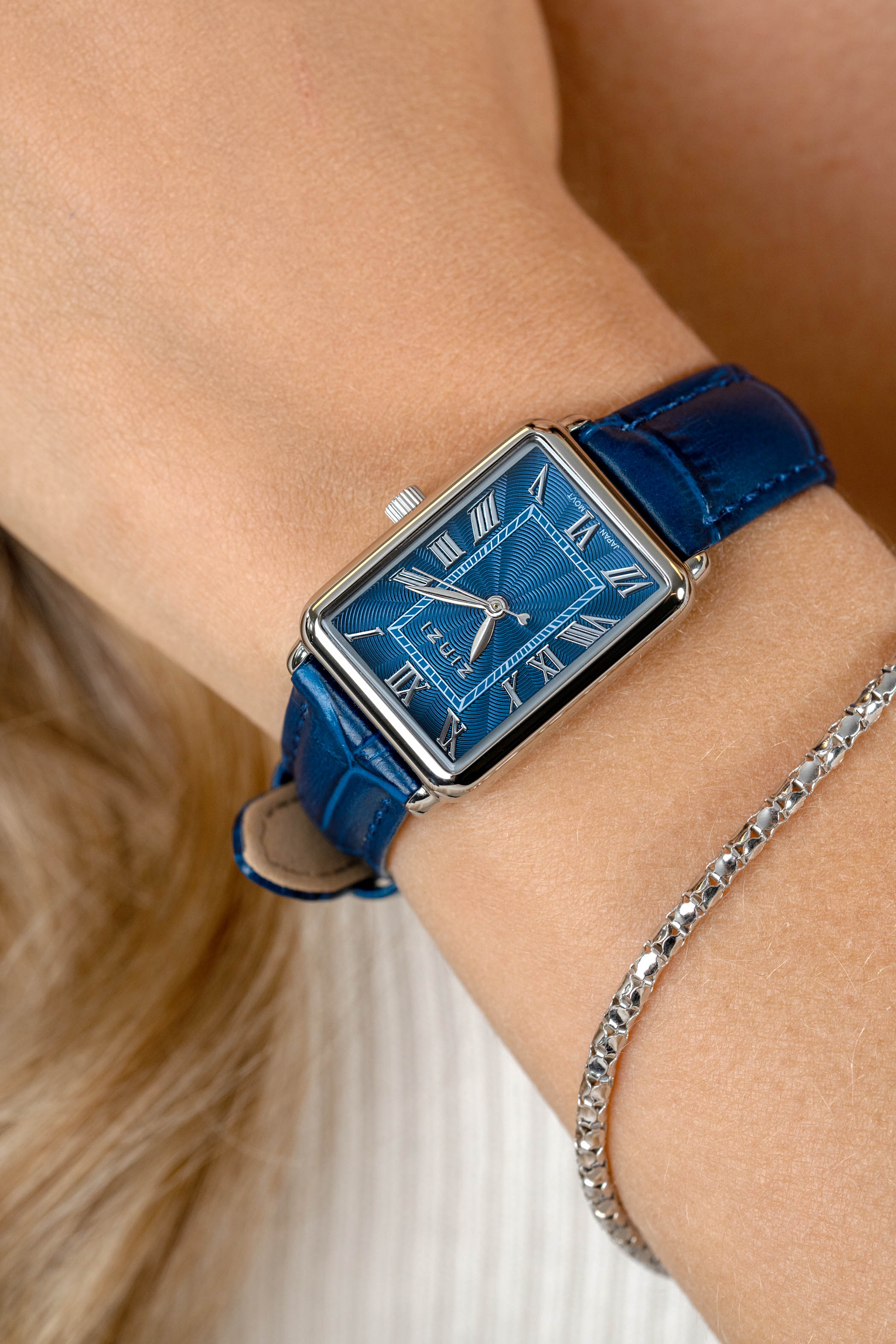 Zinzi Elegance horloge 28mm blauwe w.plaat en leren band