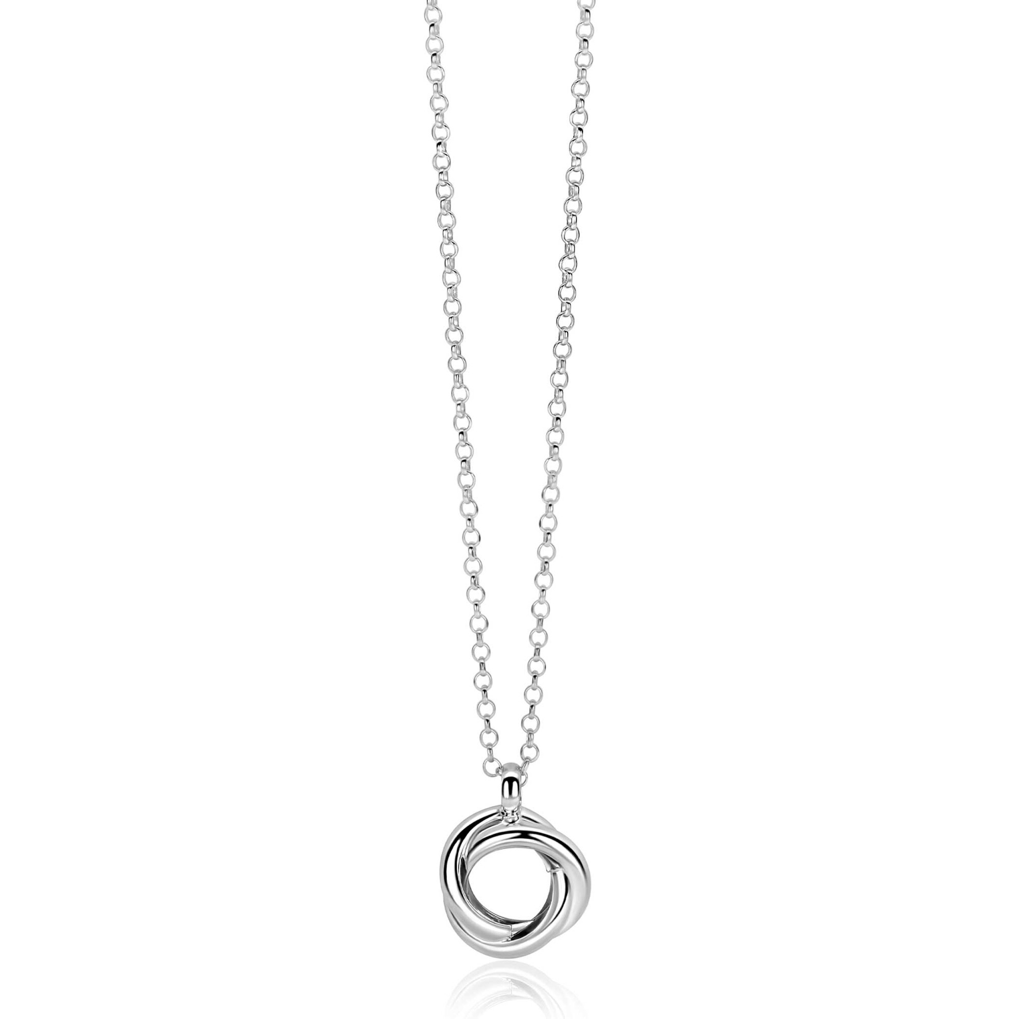 ZINZI zlv. collier met hanger 3 ringen in elkaar