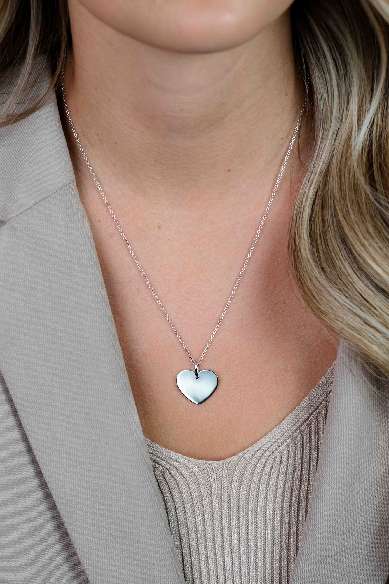 20mm ZINZI Silberner Anhänger in Herzform, glatt, für Gravur ZIH2346-20 (ohne Kette)