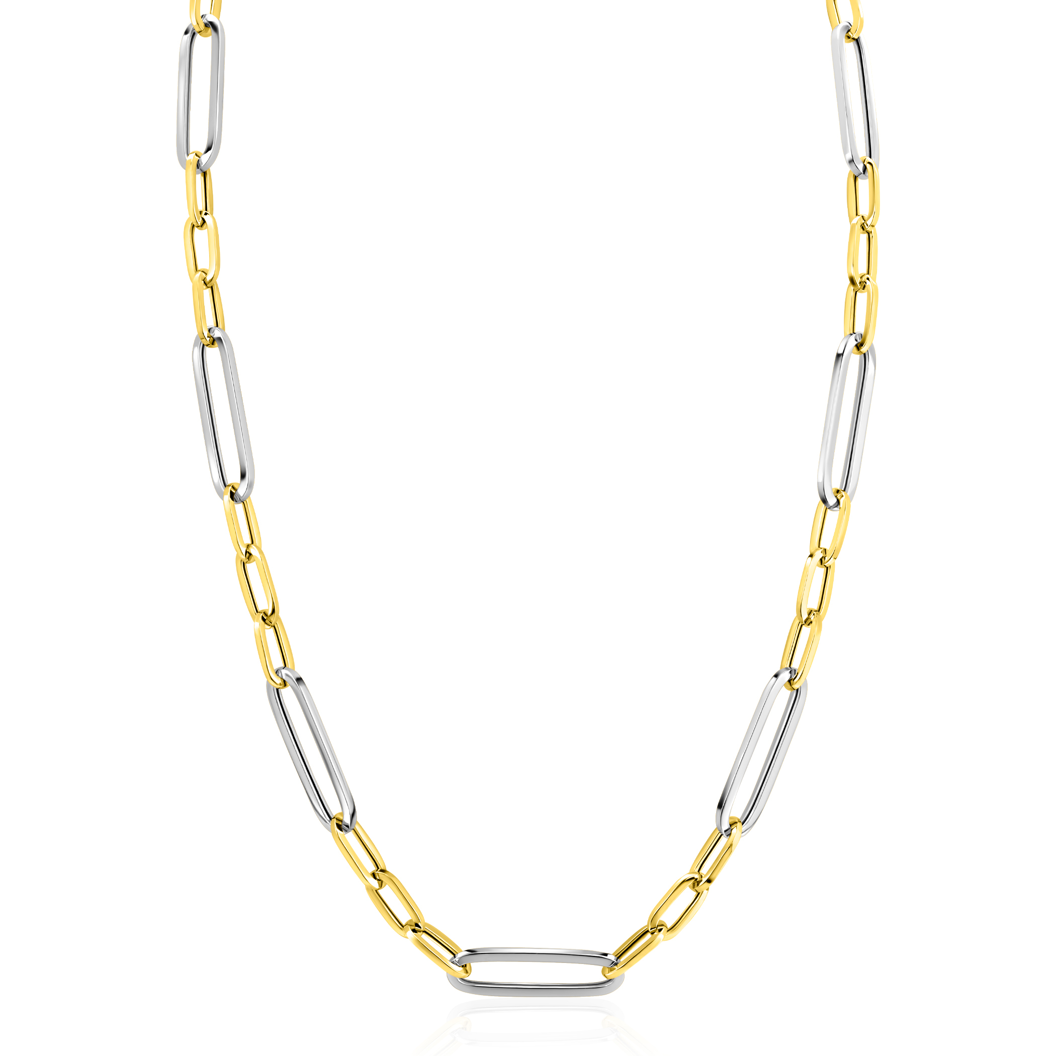 ZINZI zlv. collier bicolor met ovale schakels 45cm