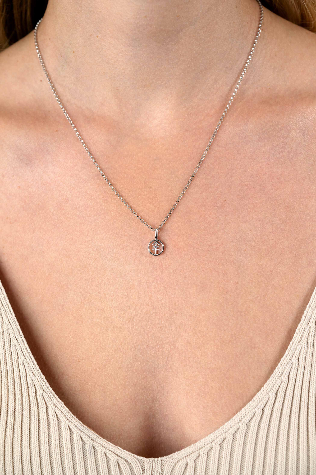 9mm ZINZI Silber Schütze Sternzeichen-Anhänger, besetzt mit weißen Zirkonia ZIH-BOO (ohne Kette)