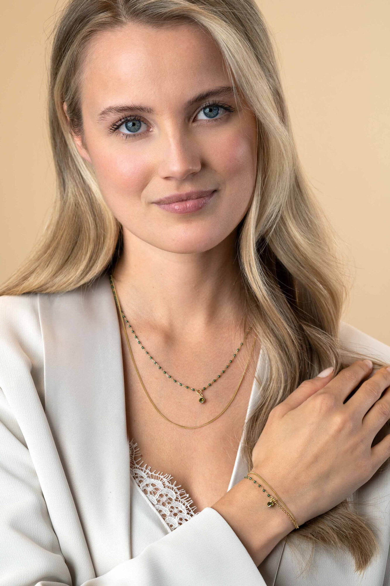 ZINZI zlv.2x armb.gg.verg grmt. en groene bolletjes