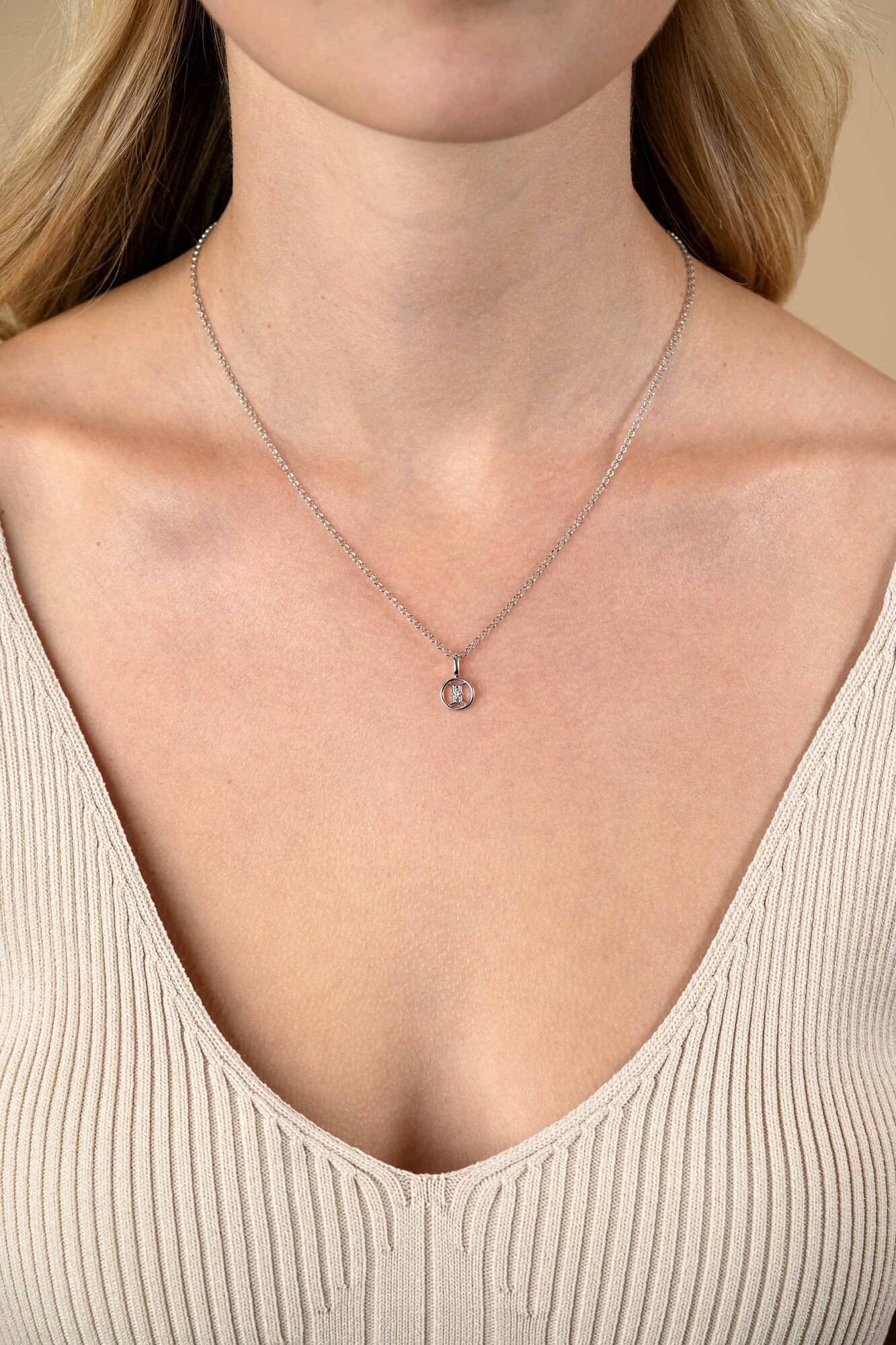 9mm ZINZI Silber Zwillinge Sternzeichen-Anhänger, besetzt mit weißen Zirkonia ZIH-TWE (ohne Kette)