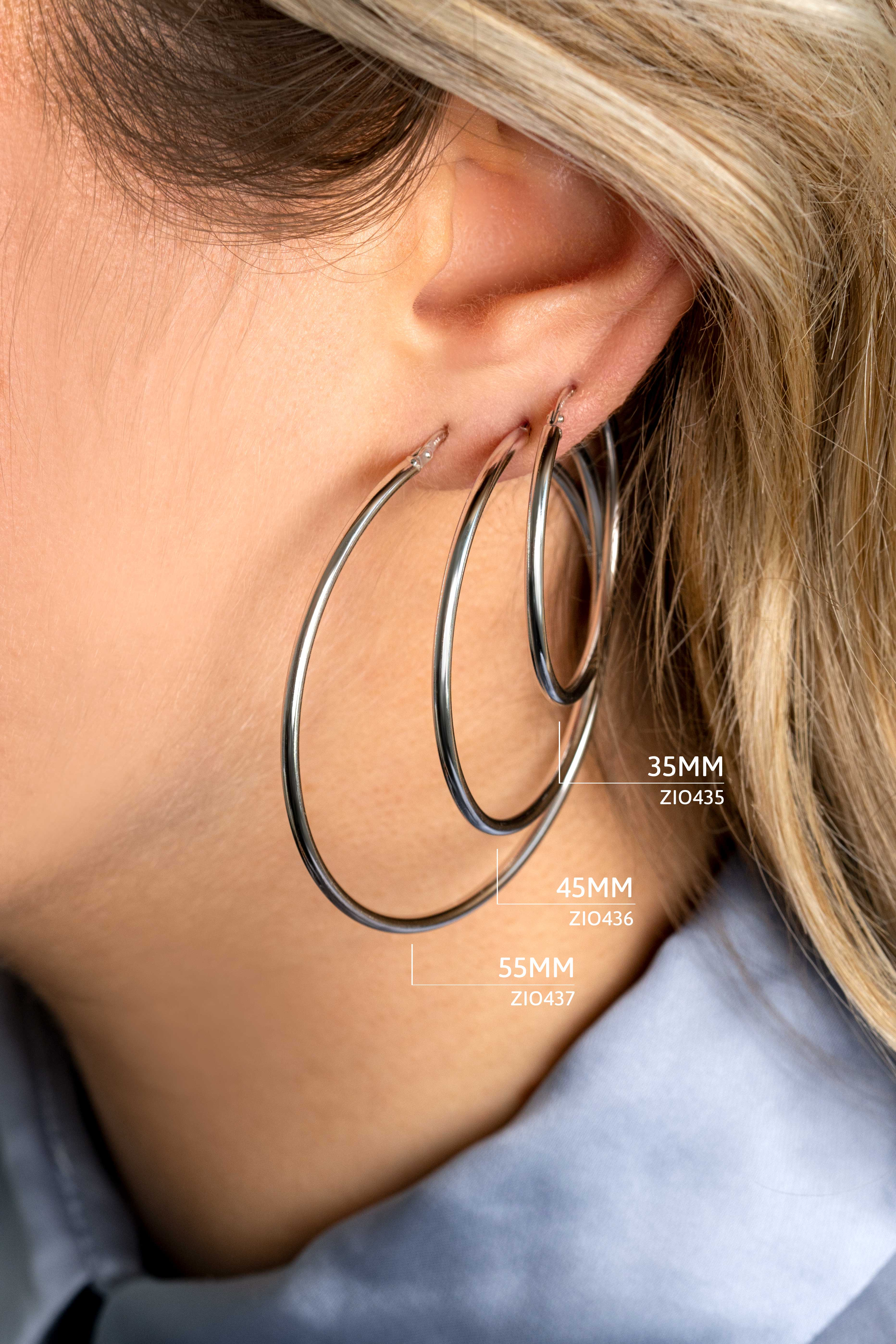 ZINZI silberne Kreolen 55 x 2mm glatt ZIO437