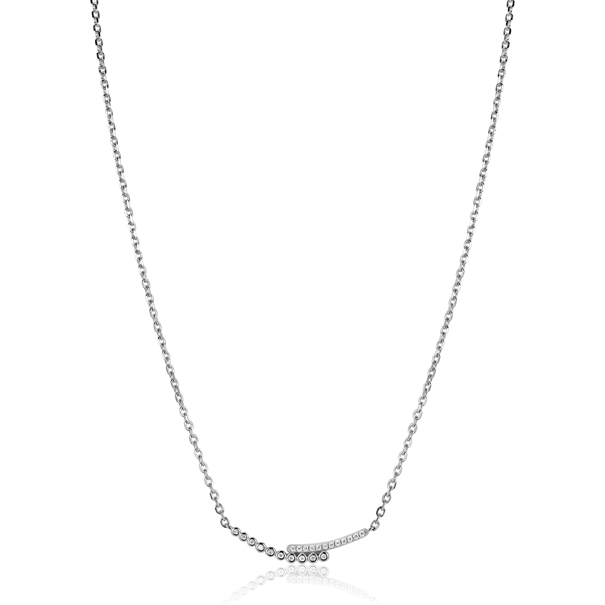 ZINZI zlv. collier slagmodel met zirc.ronde/pootzetting