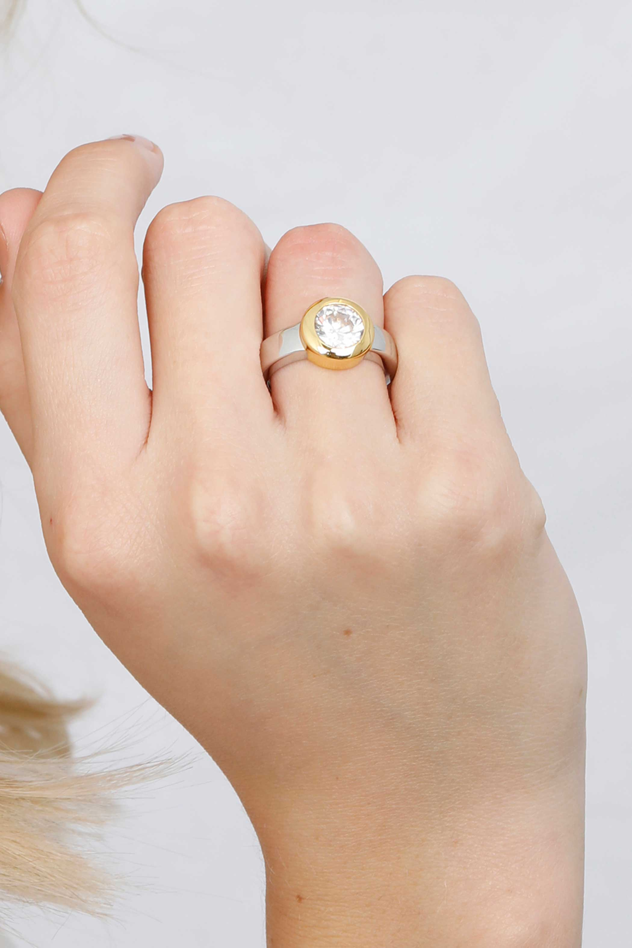 ZINZI silberner Wechselring gelb vergoldet rund ZIR2