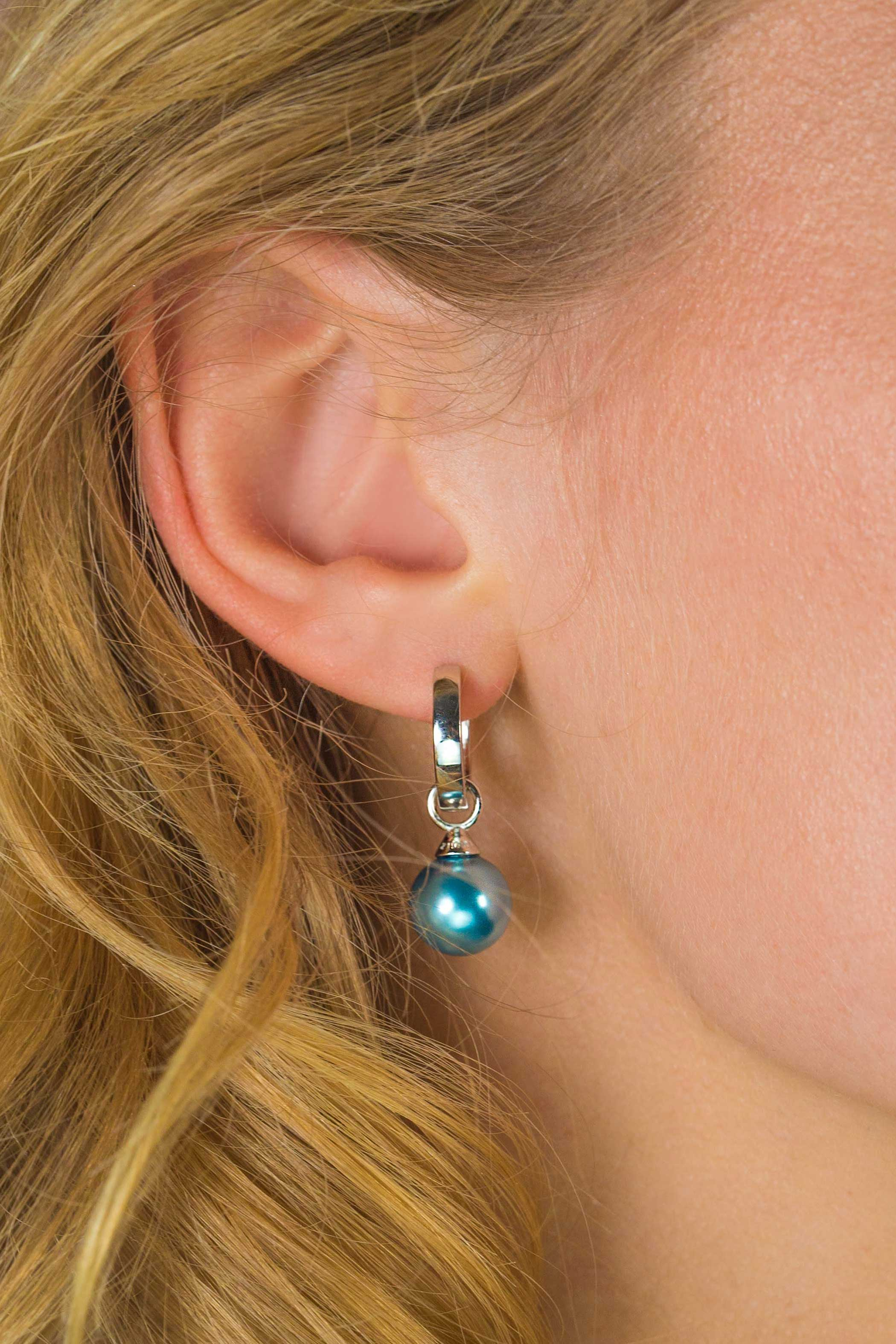 ZINZI silberne Ohrhänger Perle lichtblau ZICH266LB