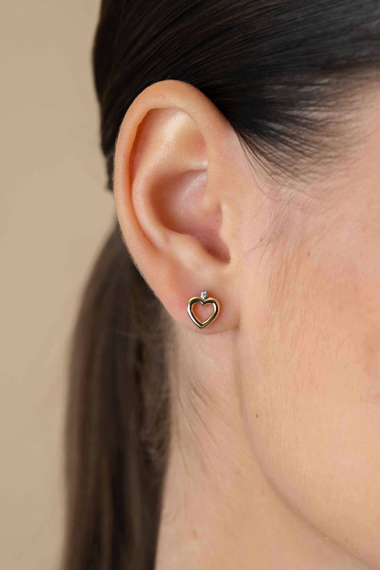 ZINZI zlv. oorknopje gg.verg.open hartje met zirc.