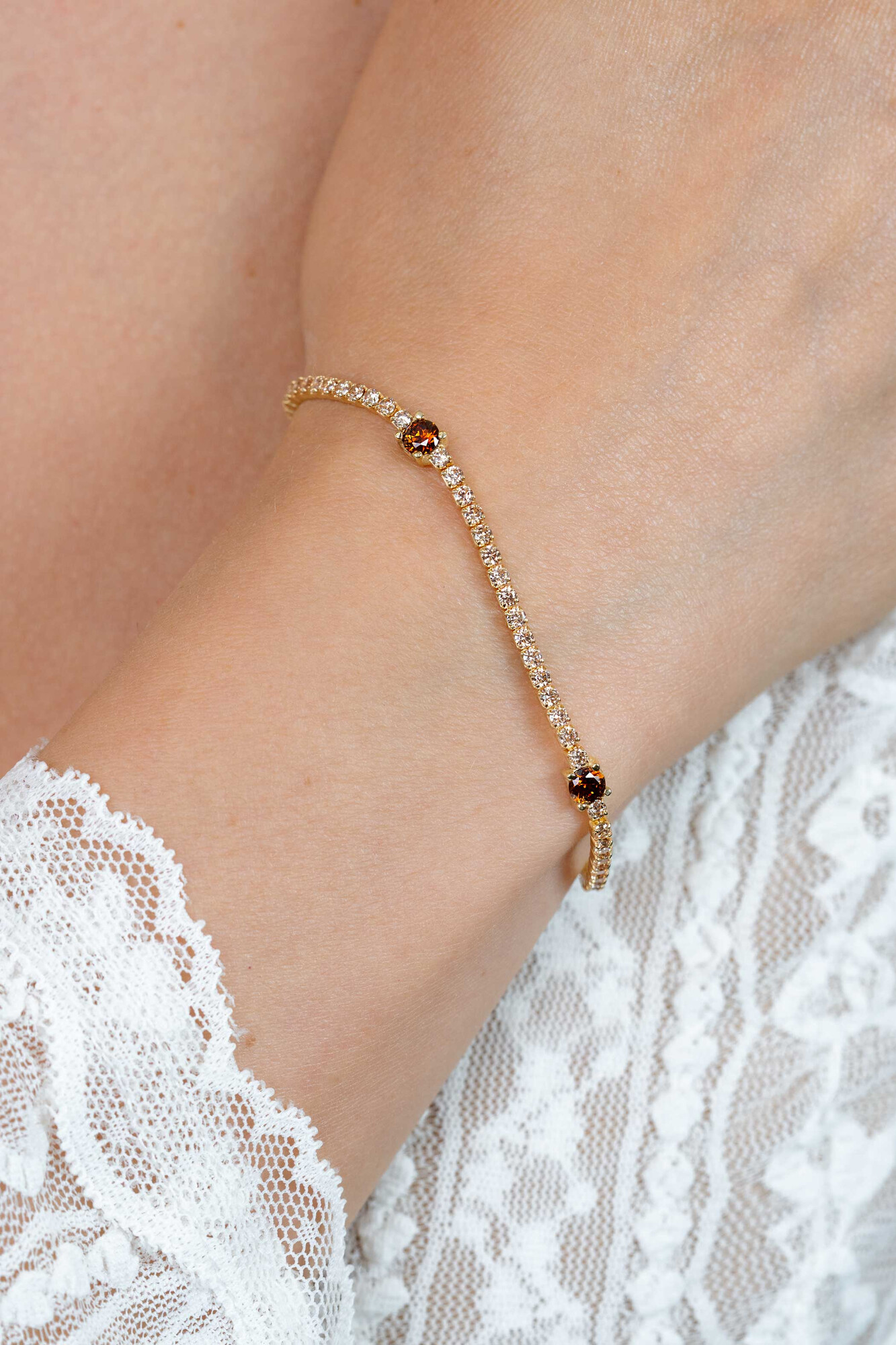ZINZI zlv. tennisarmband gg.verg.fant.champ/bruin