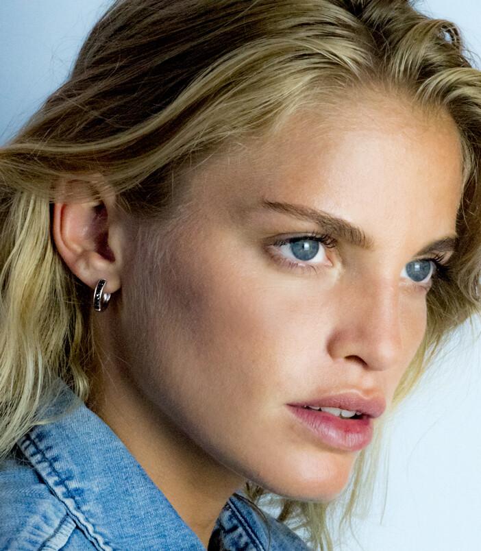 Zinzi silberne Kreolen 15 x 3mm schwarz ZIO191B