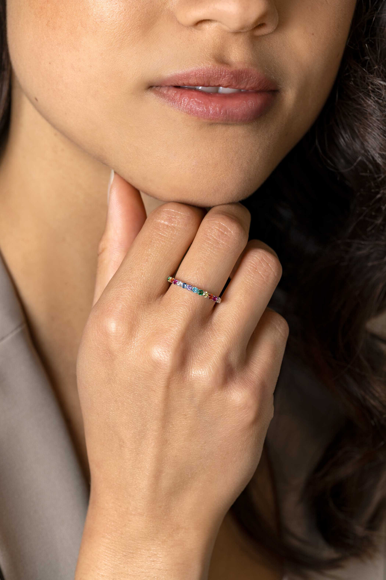 ZINZI zlv. aanschuifring rainbow 2mm mt. 62