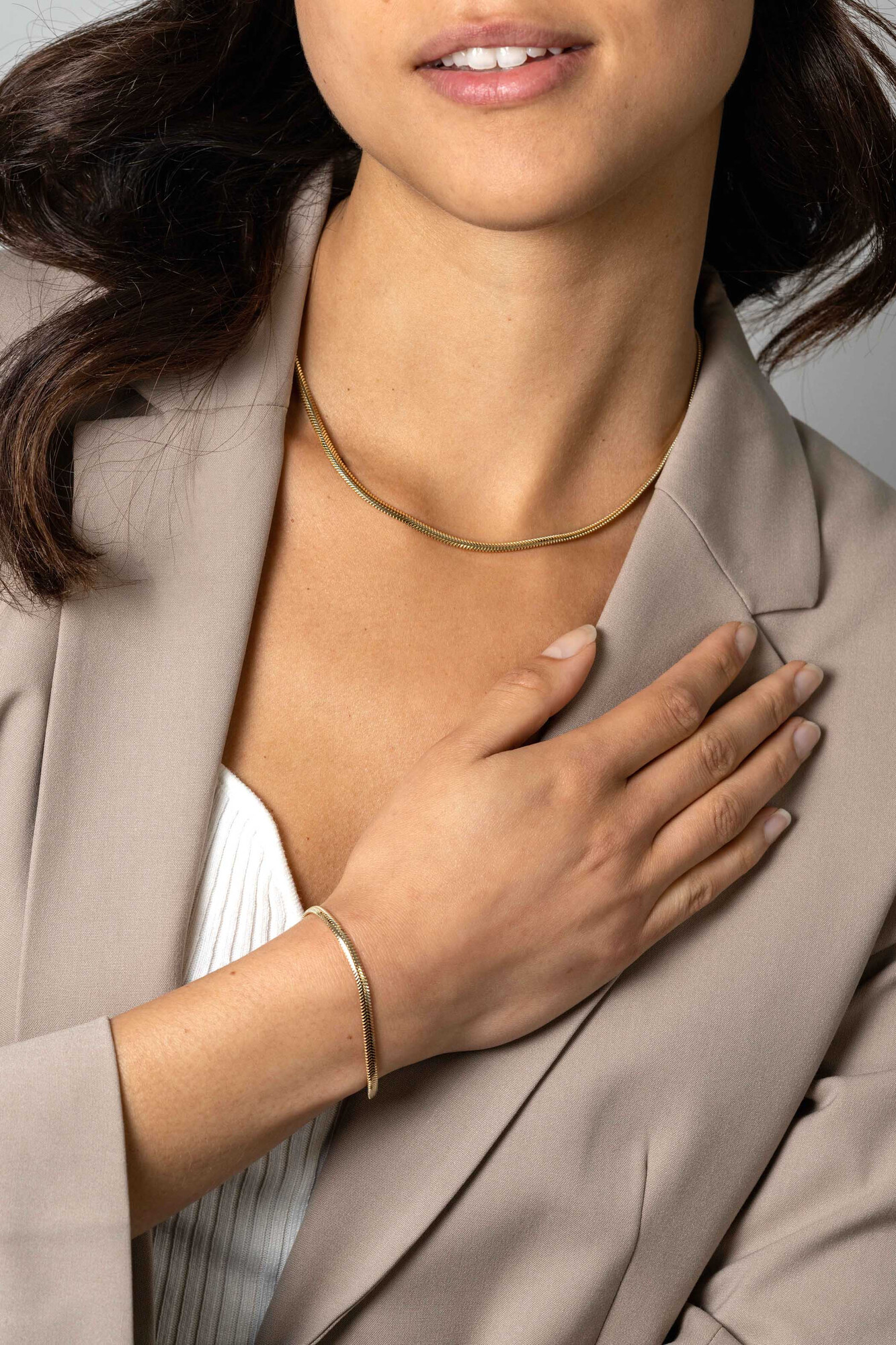 ZINZI zlv. collier gg.verg.platte slang 3.3mm 43+2cm