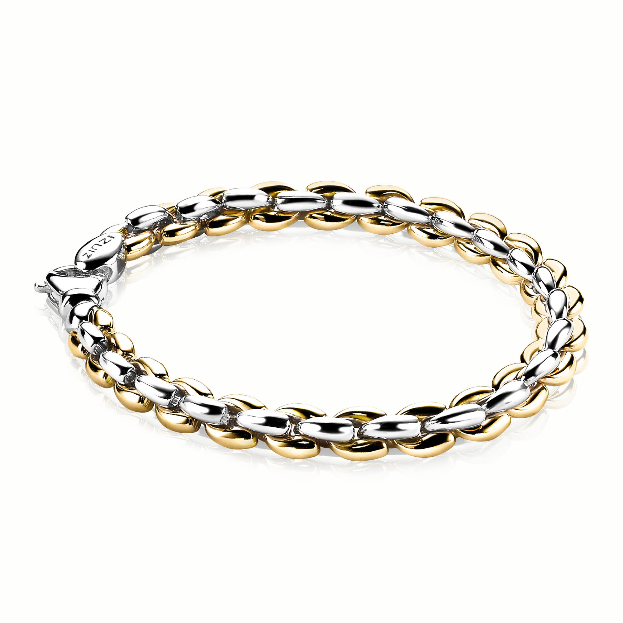 ZINZI silbernes Gliederarmband gelb vergoldet 7mm breit 19,5cm ZIA1290