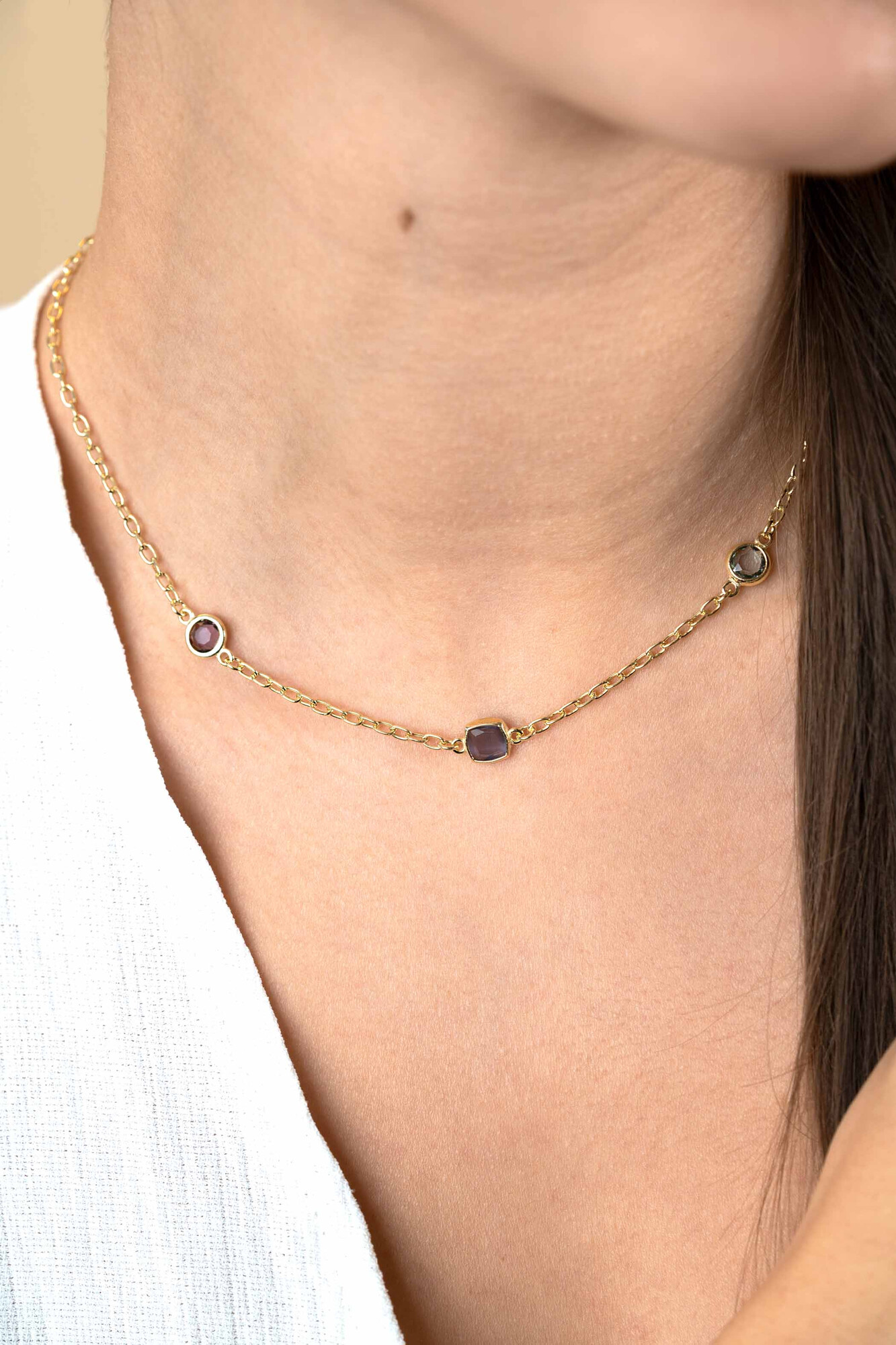 ZINZI zlv. collier gg.verg. paars/lila/blauw