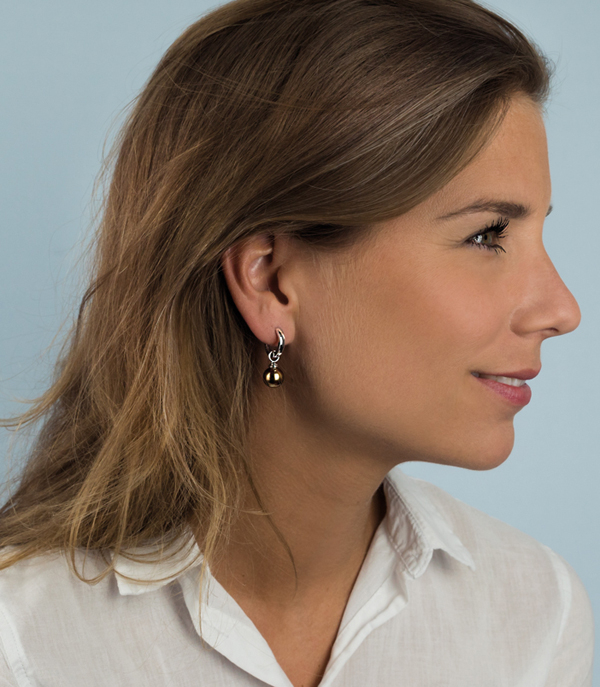 ZINZI silberne Ohrhänger Perle braun ZICH266BR