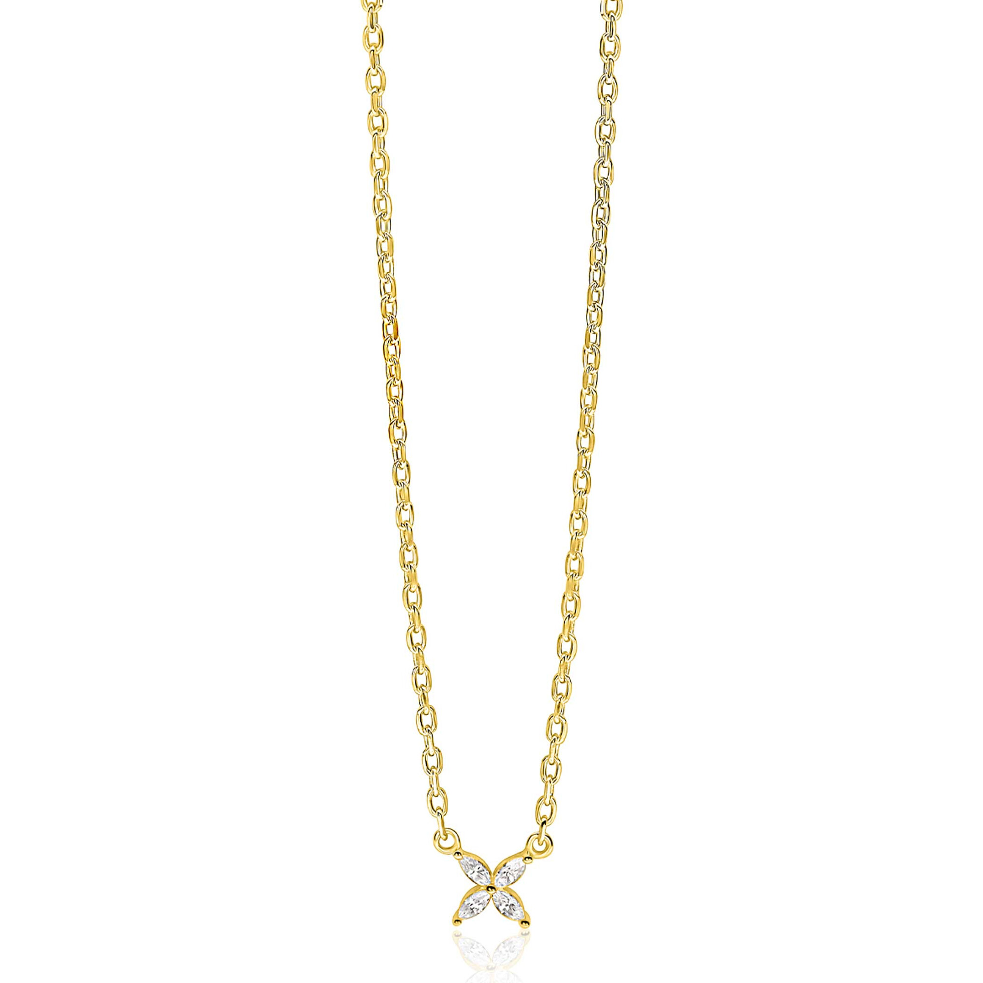 ZINZI zlv. collier gg.verg.bloemvorm van peer zric.