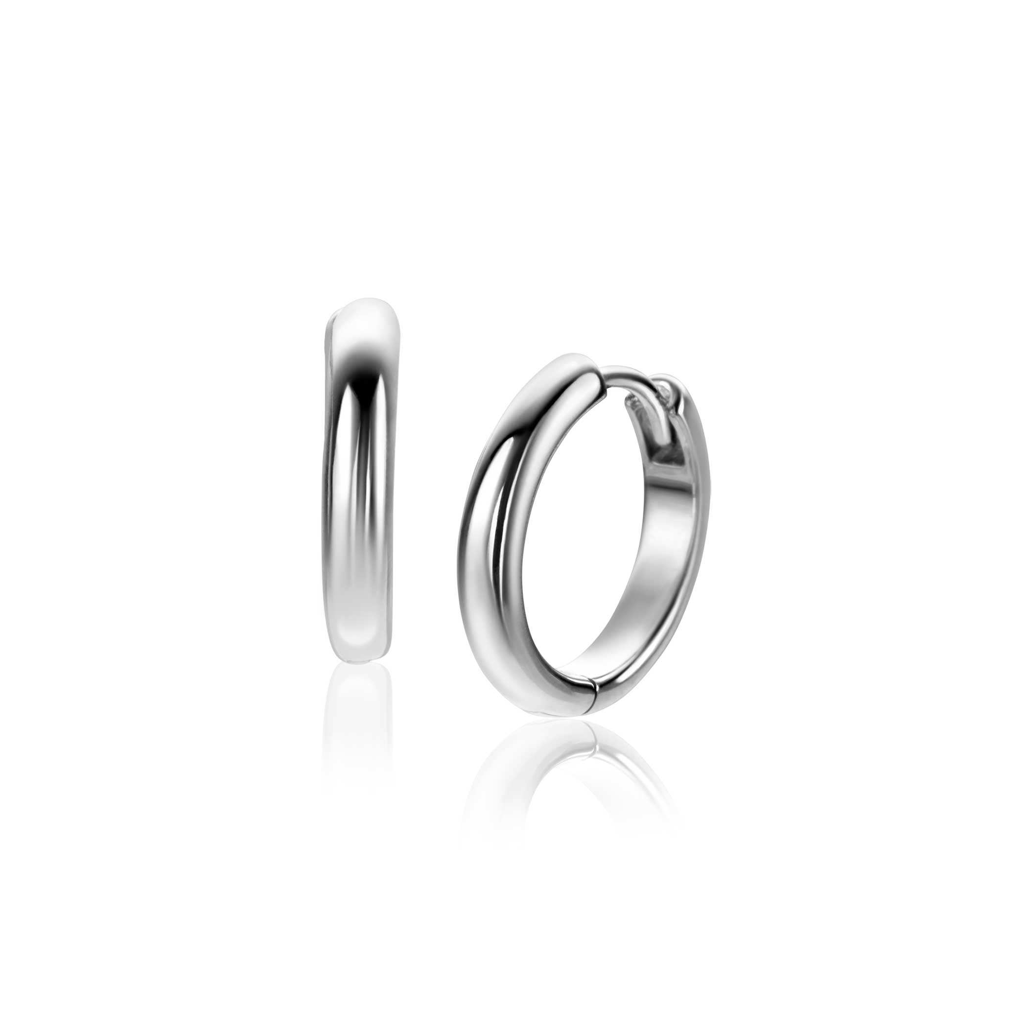 16mm ZINZI Silber Creolen mit runder Röhre 3mm mit Luxus-Schnappverschluss ZIO2601