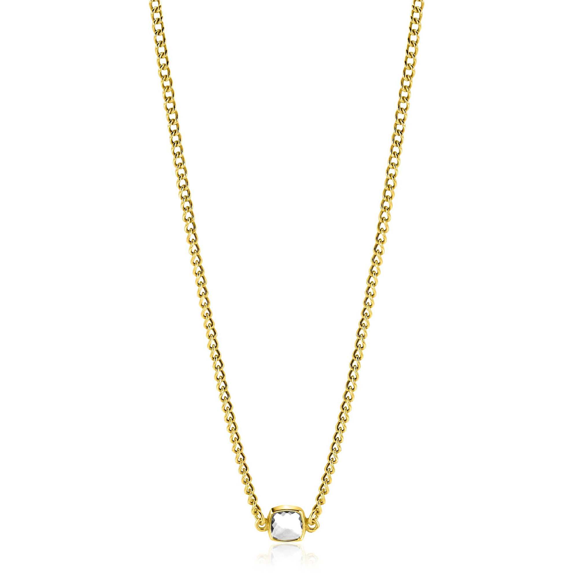 ZINZI zlv. collier gg.verg. grmt. met vk zirconia