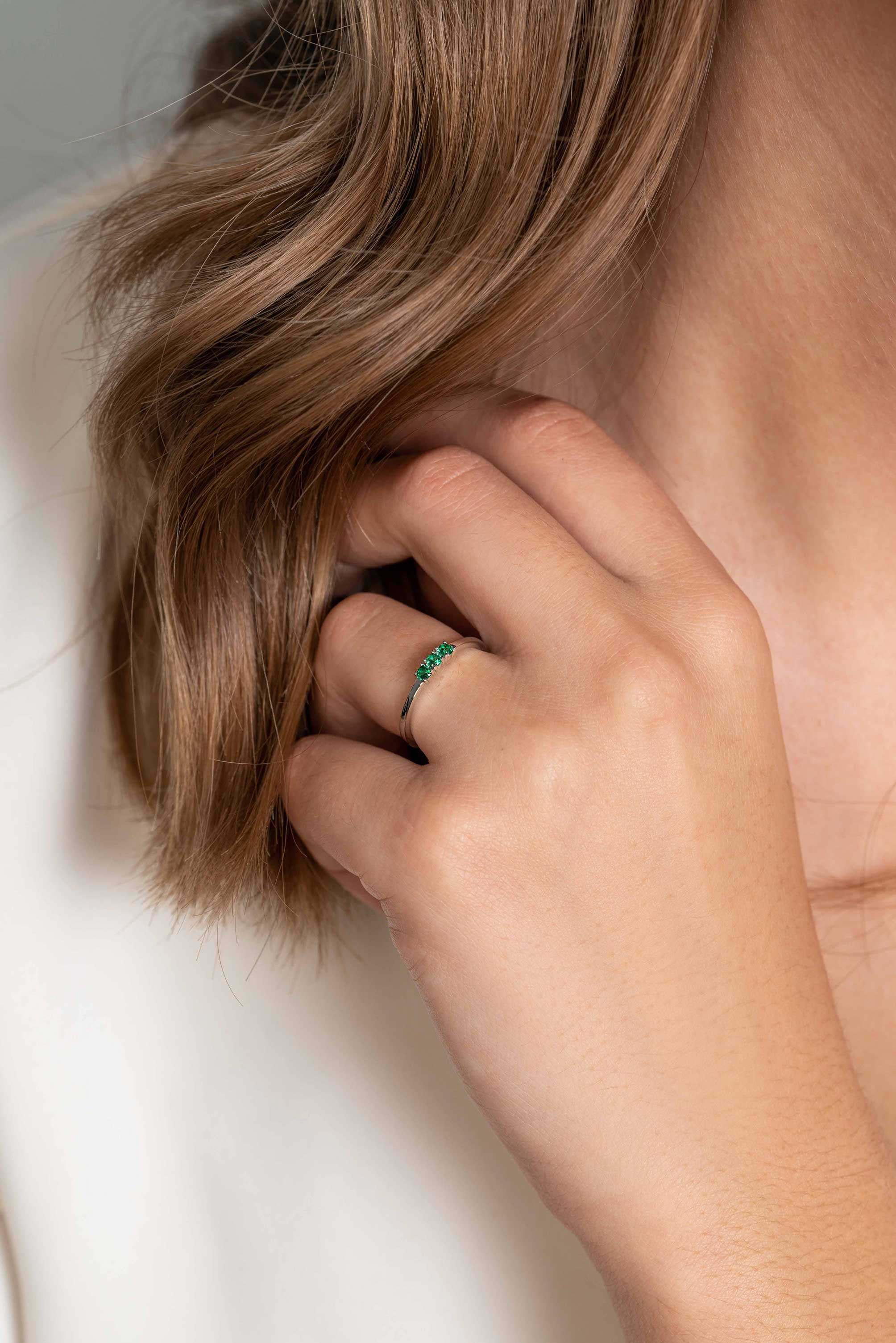 ZINZI silberner Ansteckring Chaton-Set grün ZIR2127G