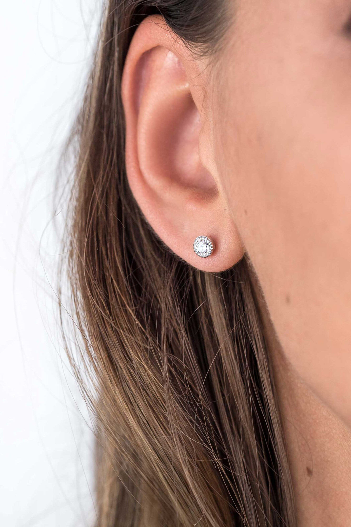 Zinzi silberne Ohrstecker rund 5mm weiß ZIO1263