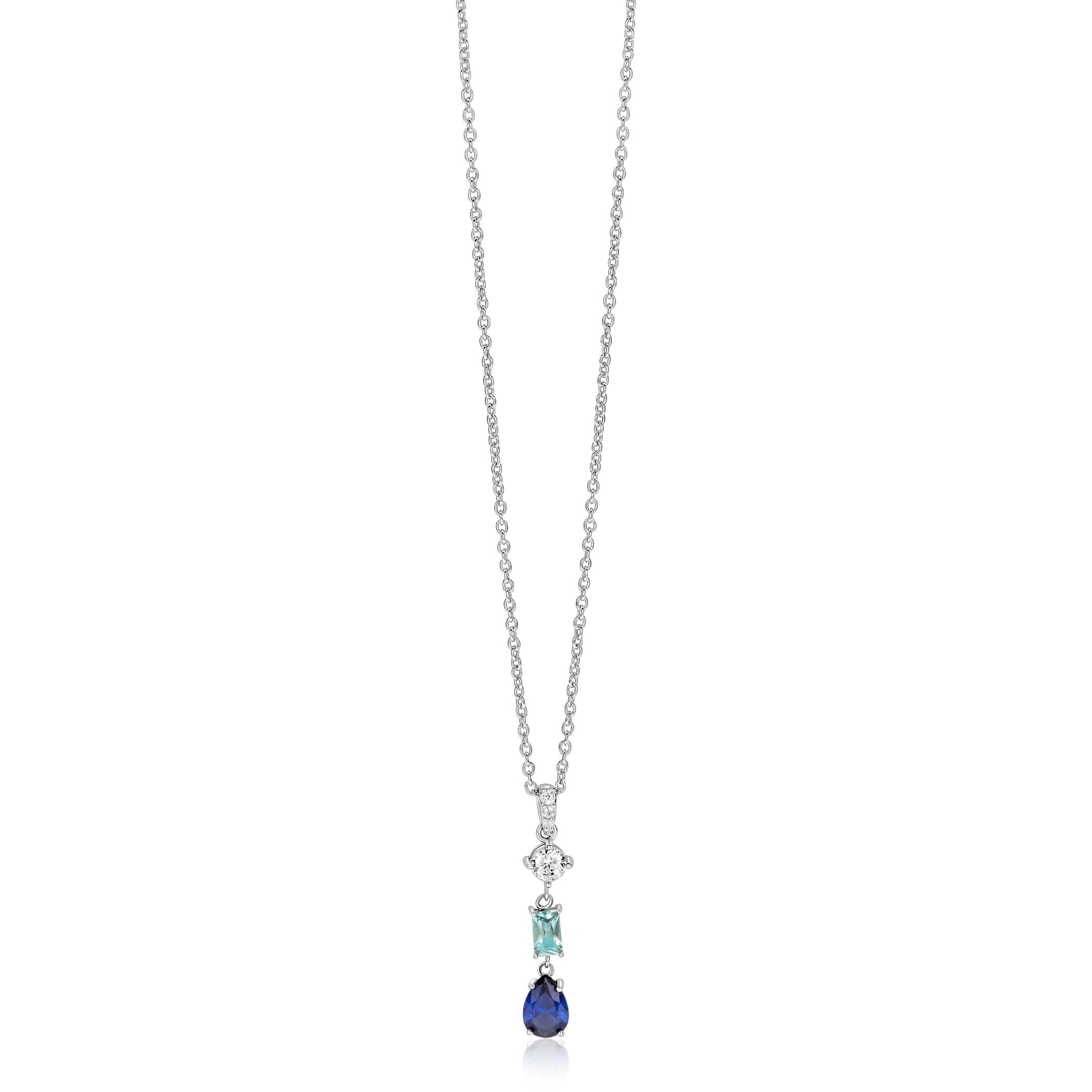 ZINZI zlv. collier hanger blauw peer/lichtbl.rechth/zc