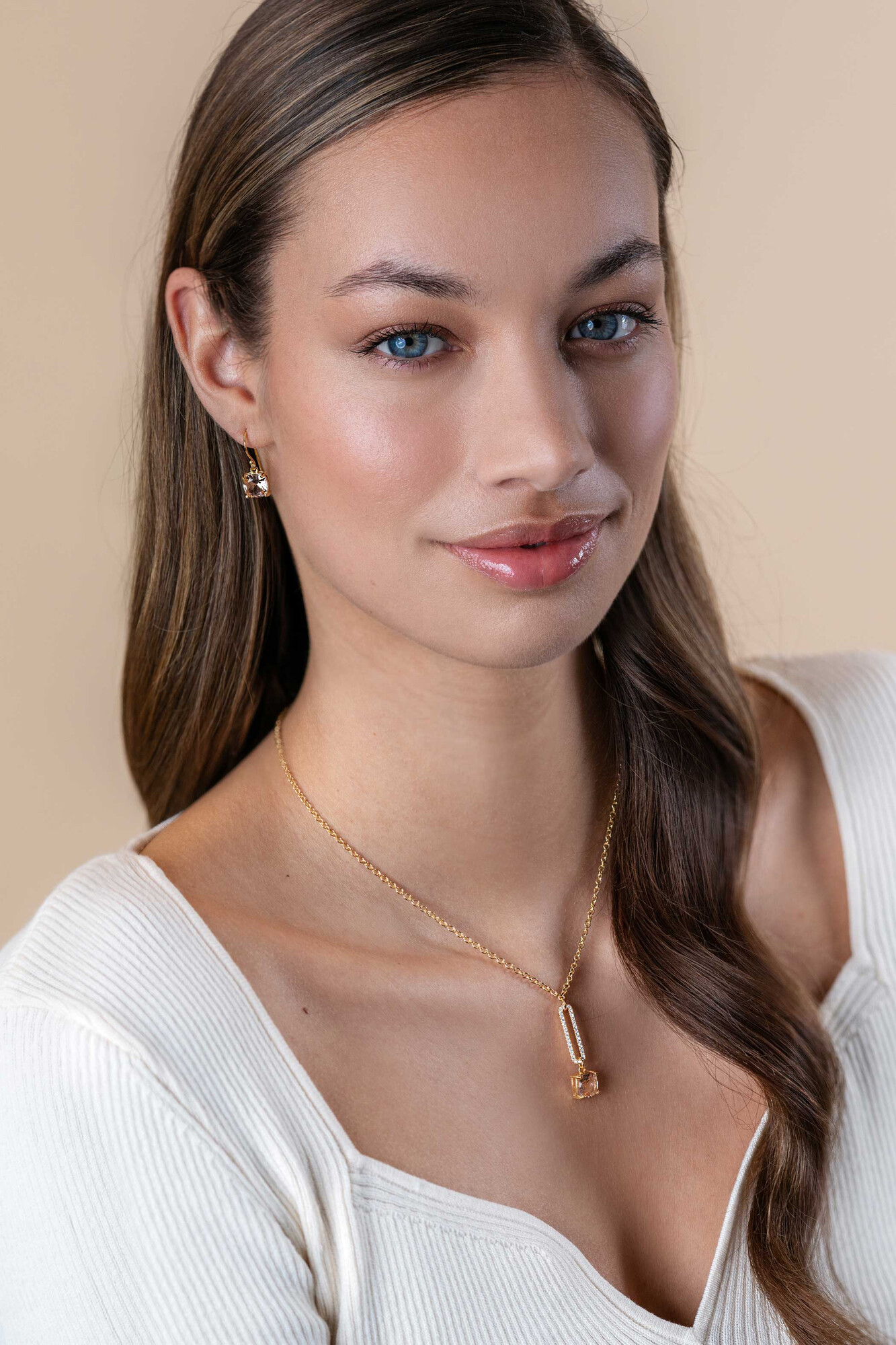 ZINZI zlv. collier gg.verg. hanger ovaal zric./champVK