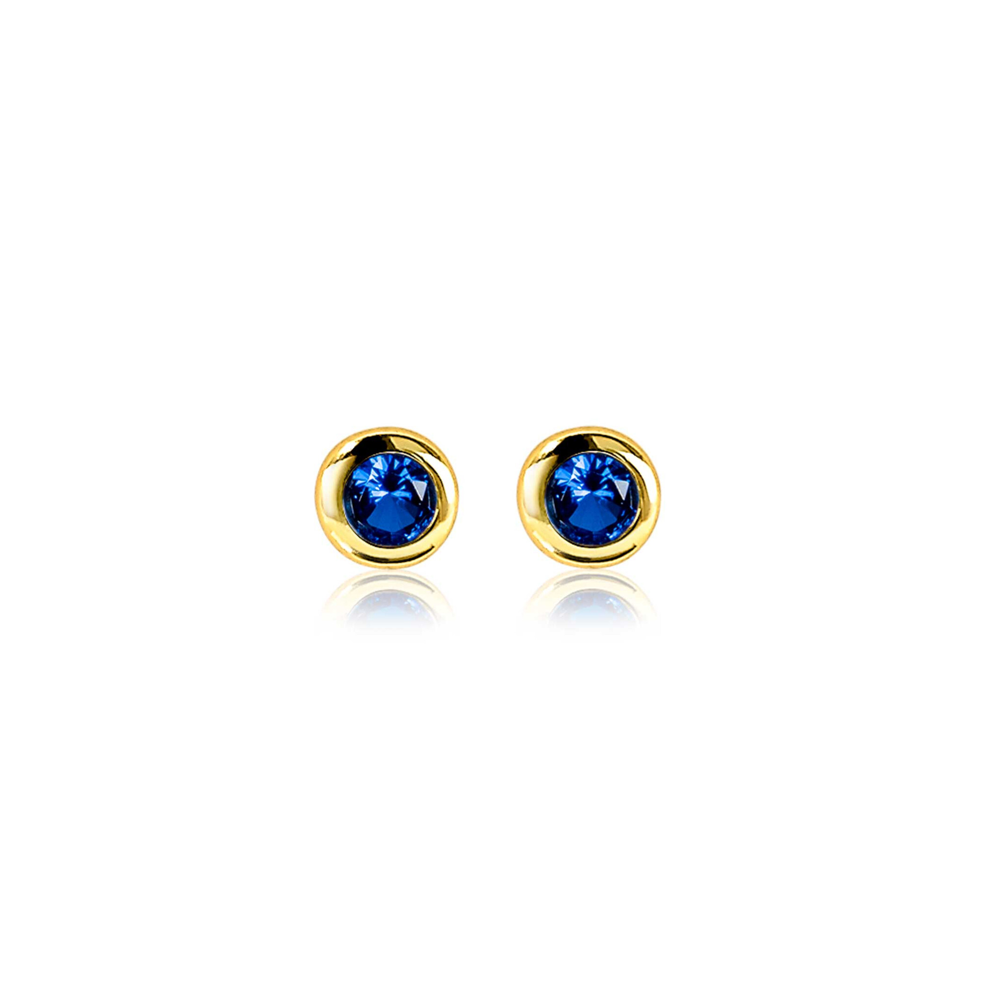 ZINZI zlv. oorknopjes gg.verg.birthstones saffier cz