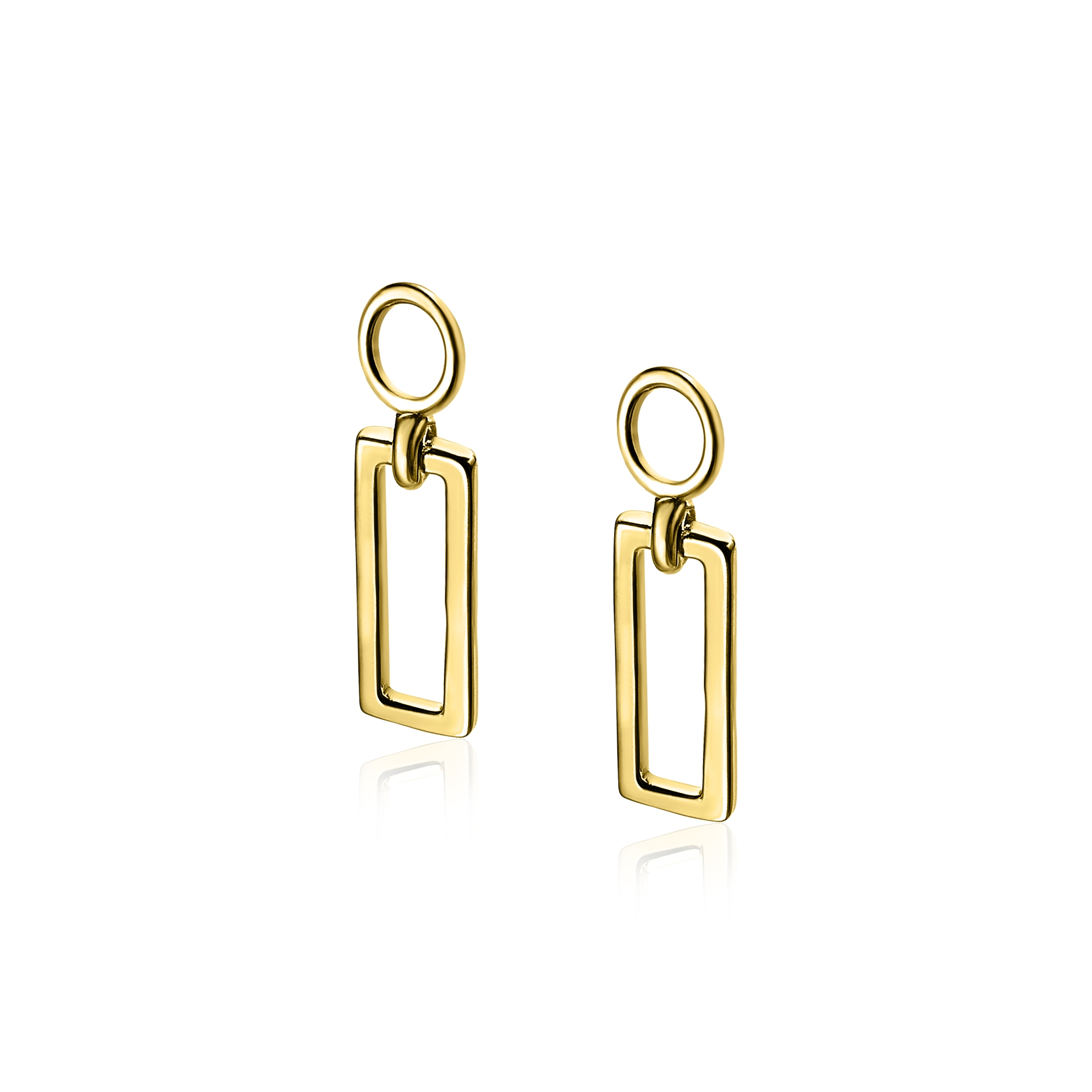 ZINZI silberne Ohrhänger gelb vergoldet offen Rechteck 14mm ZICH1692G
