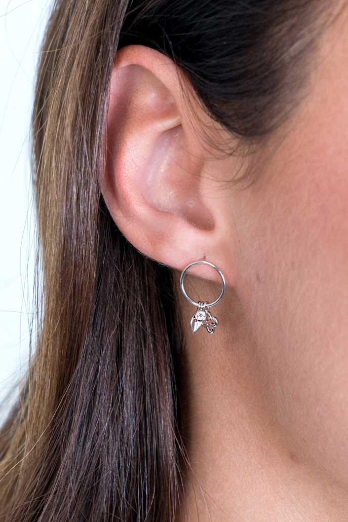 ZINZI silberne Ohrringe rund Fantasie Charms Zirkonia zio1875