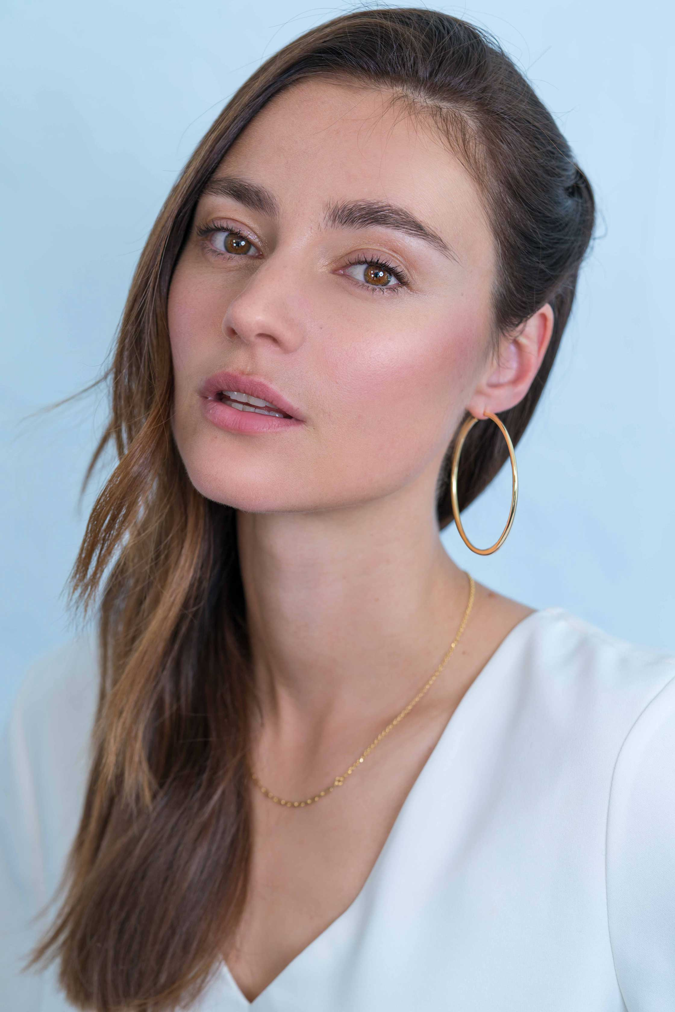 ZINZI silberne Ohrringe 14K gelb vergoldet glatt 65x2mm rund ZIO438G