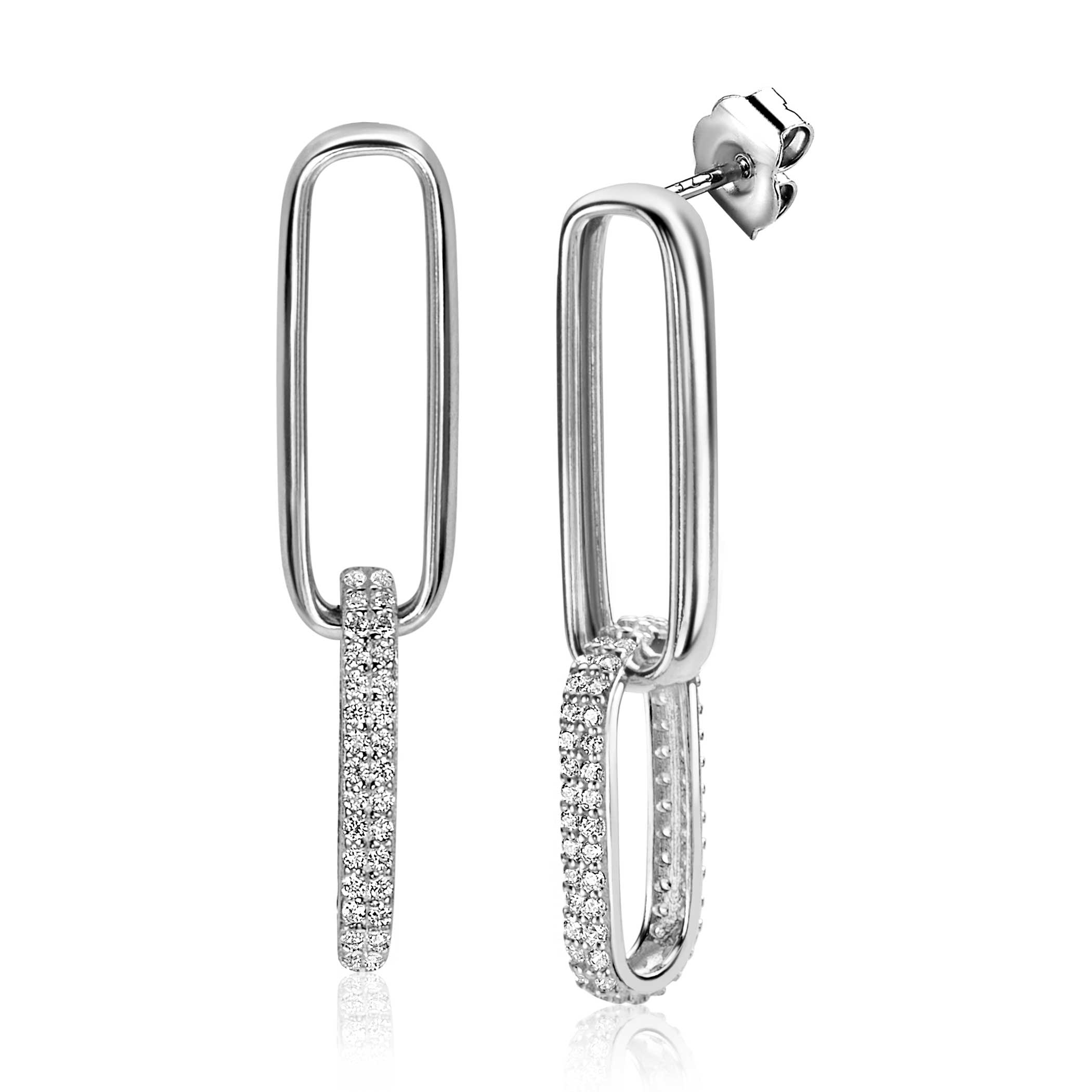 ZINZI zlv.oorhangers paperclip schakels en zirc.