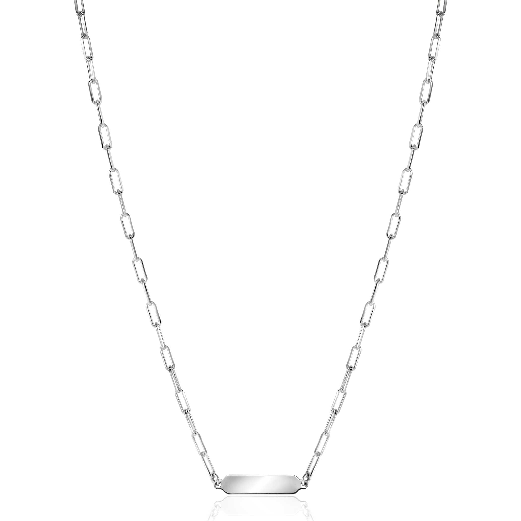 ZINZI Silberkette mit glänzender rechteckiger Platte zum Gravieren von 42-45 cm ZIC2530