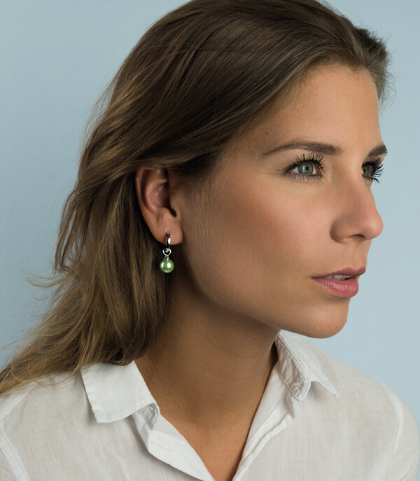 ZINZI silberne Ohrhänger Perle mintgrün ZICH266M