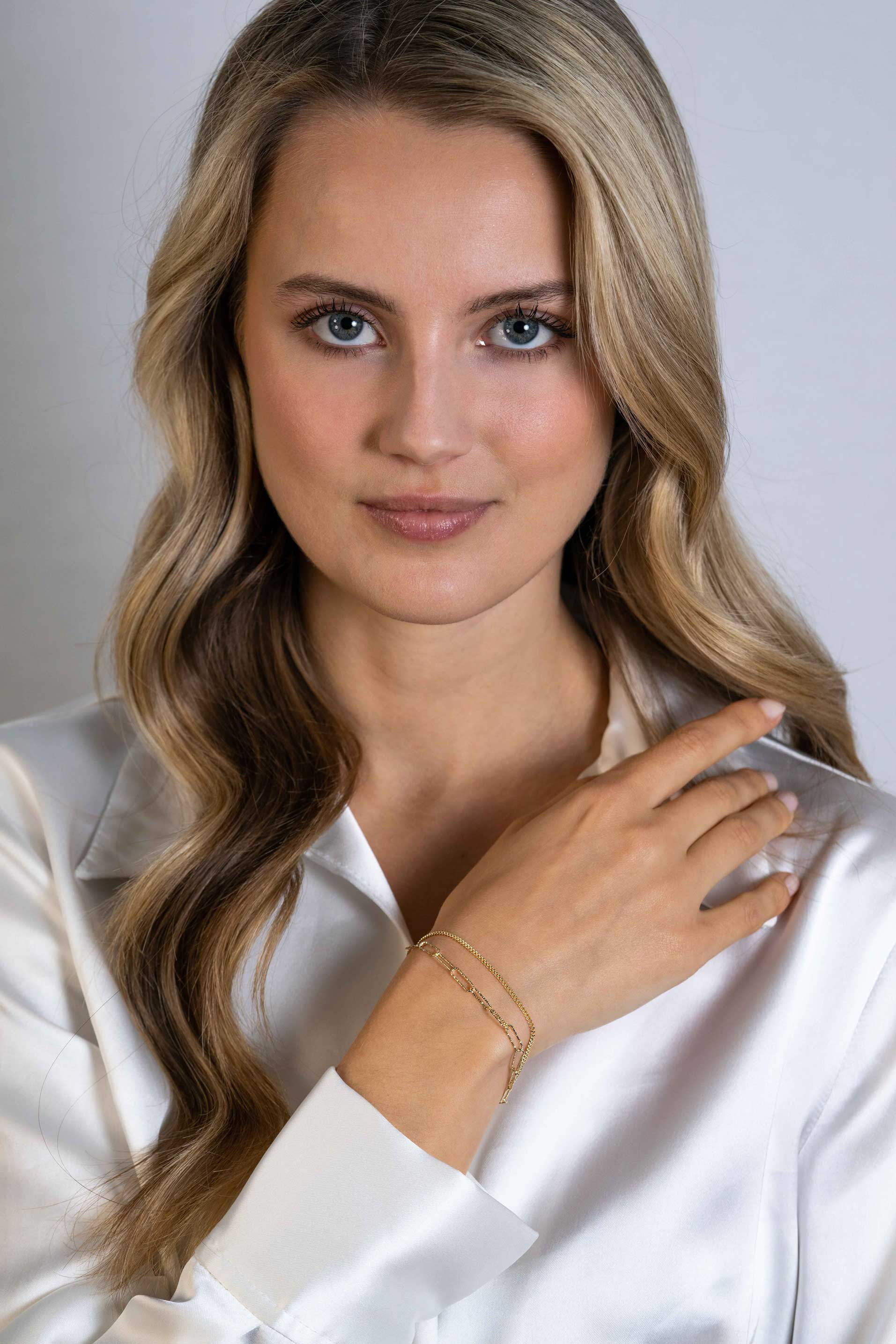 ZINZI zlv. armband gg.verg.2rijen grmt en paperclip