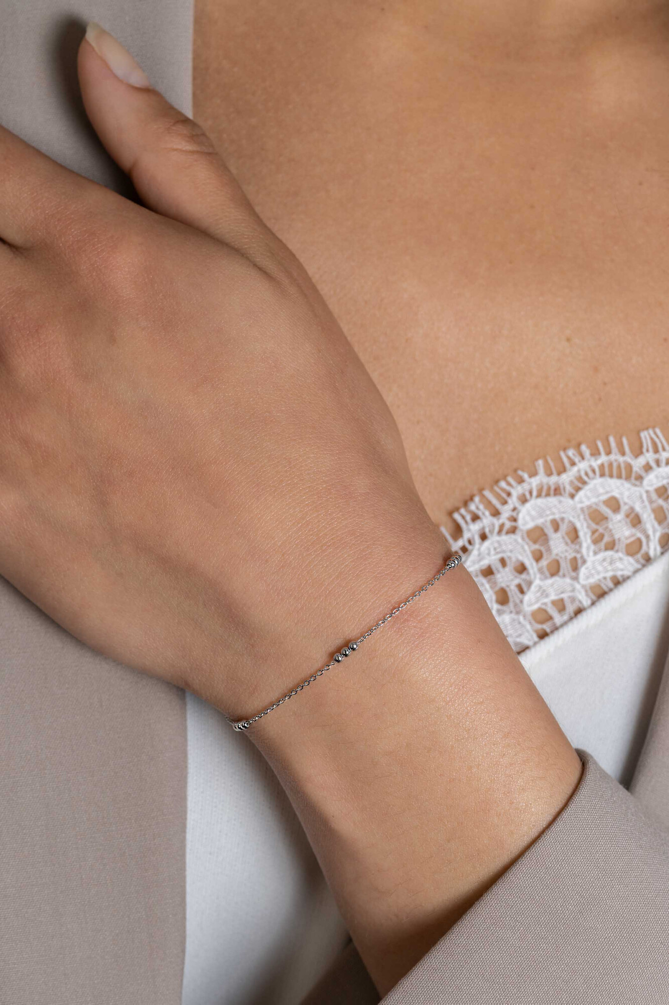 ZINZI zlv. armband fant. met bolletjes