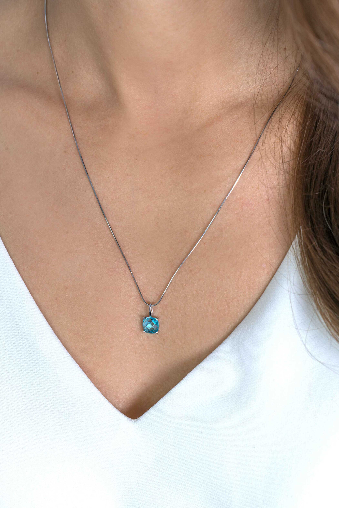 ZINZI silberner Anhänger quadratisch türkis blau ZIH2073T