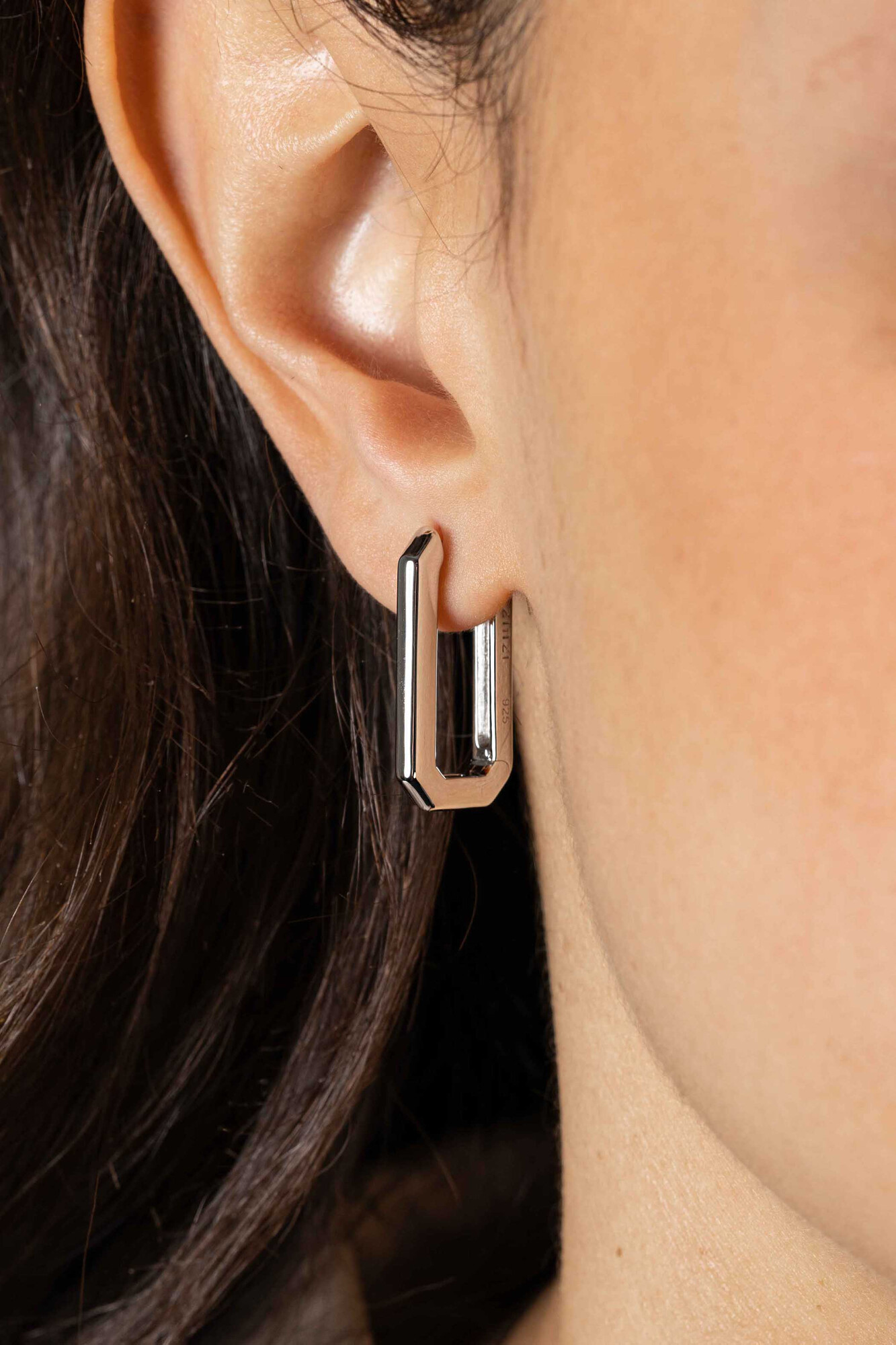 ZINZI * zlv. klapcreolen rechthoek strak 23.5x3.0mm