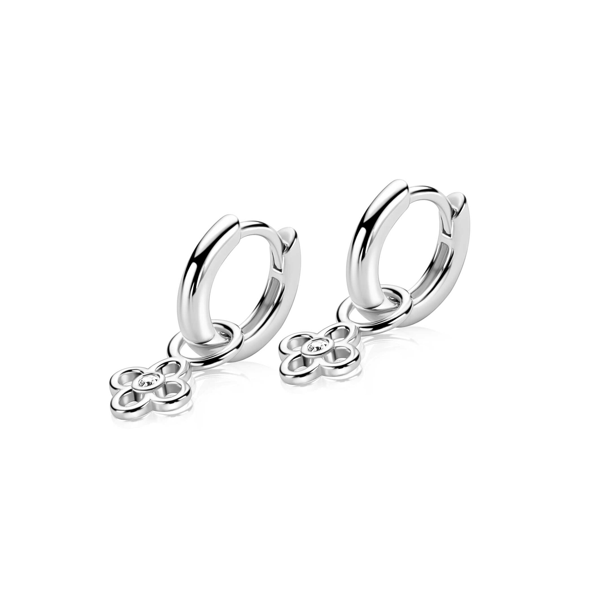 ZINZI zlv. oorbedels bloemvorm met zirconia