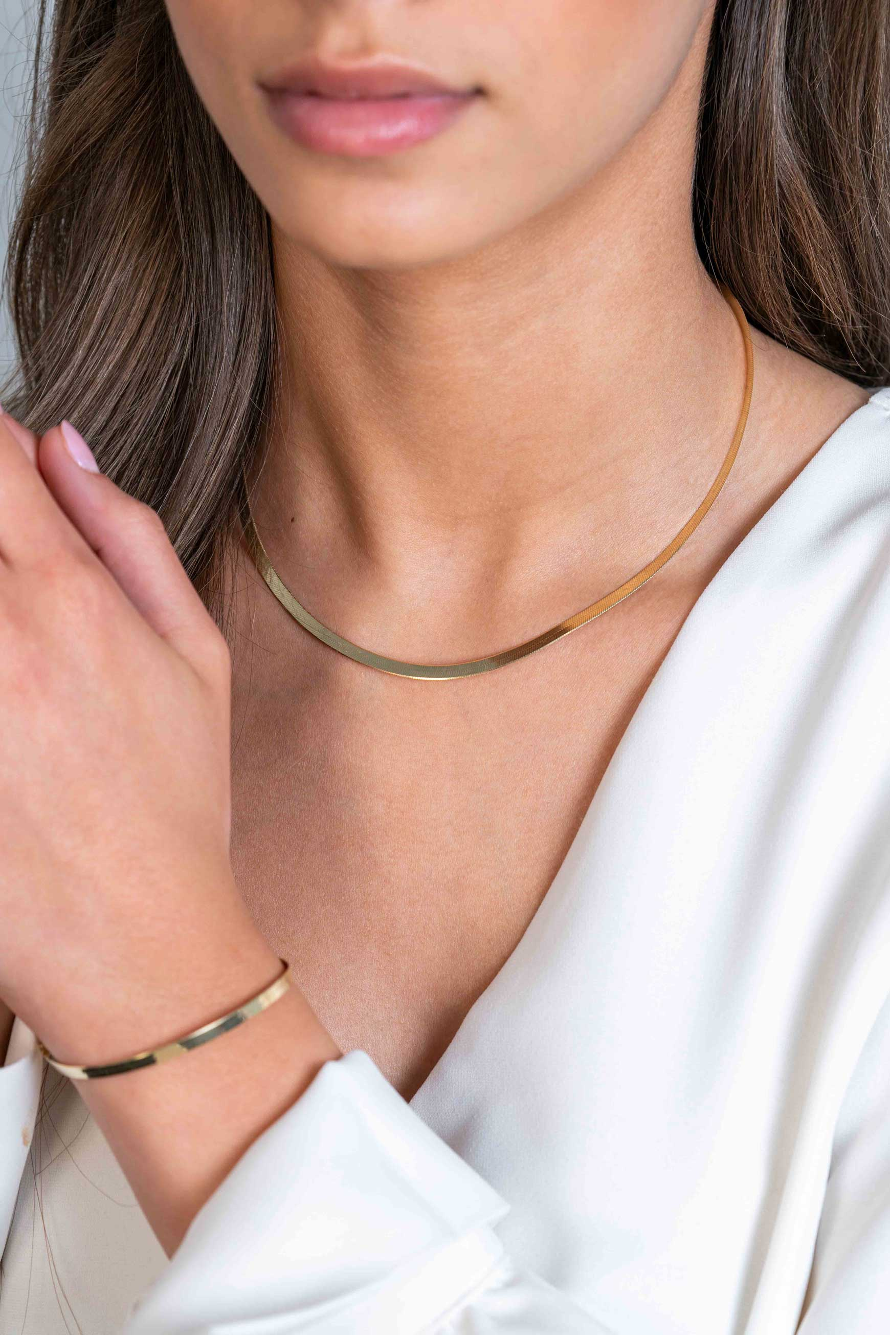 ZINZI zlv. collier gg.verg. plat slang 3.5mm 45cm