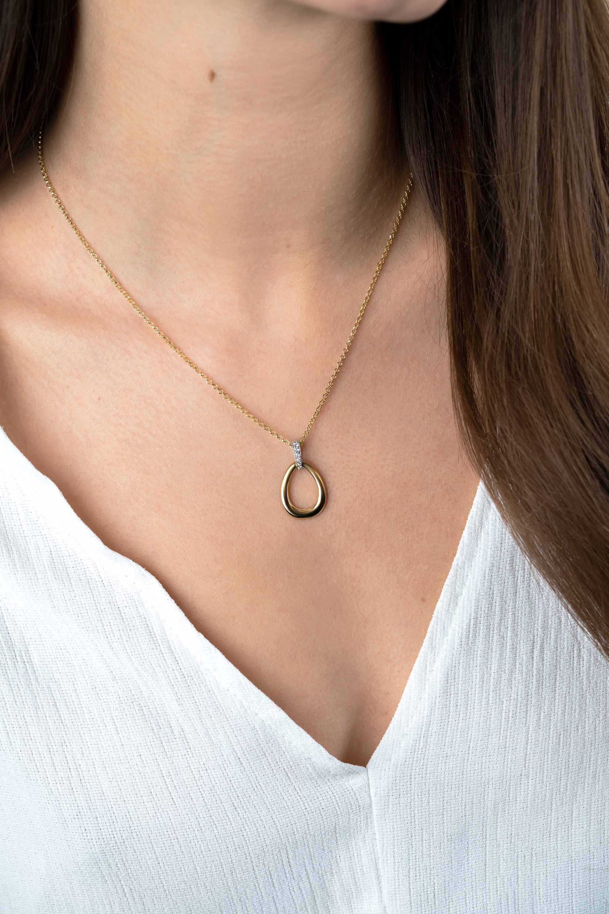 ZINZI silberner Anhänger gelb vergoldet Tropfen  weiß ZIH1709Y