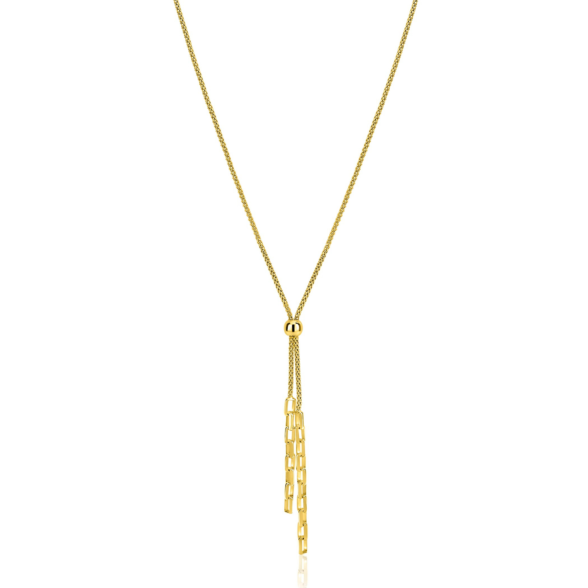 ZINZI zlv. Y-collier gg.verg.popcorn en schakels