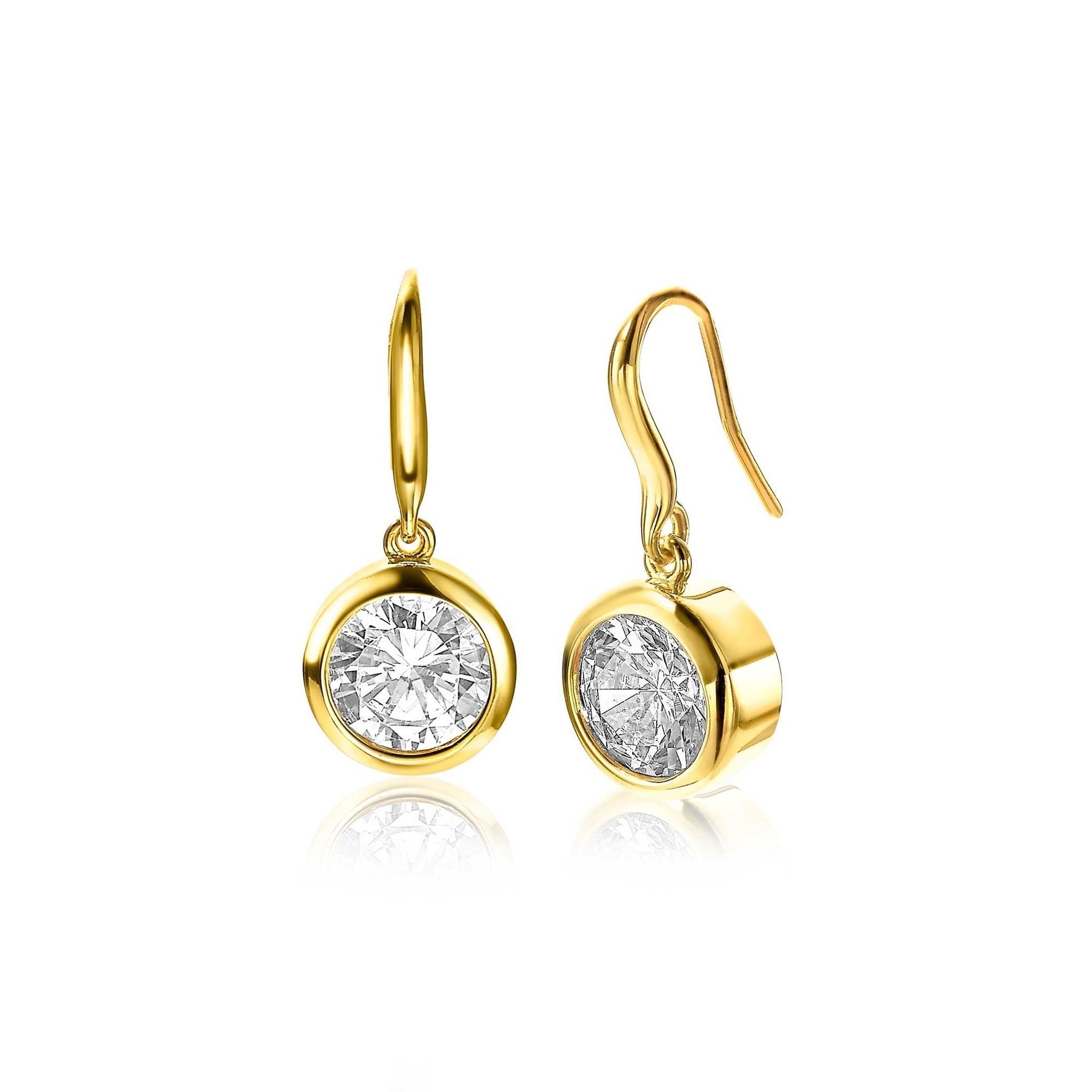 ZINZI silberne Ohrhänger gelbvergoldet  weiße Zirkonia 11mm ZIO2