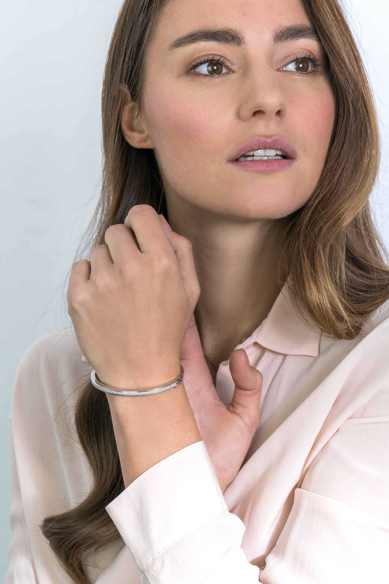 ZINZI silbernes Sklavenarmband  weiß 3,5mm breit 60mm Durchmesser ZIA1240